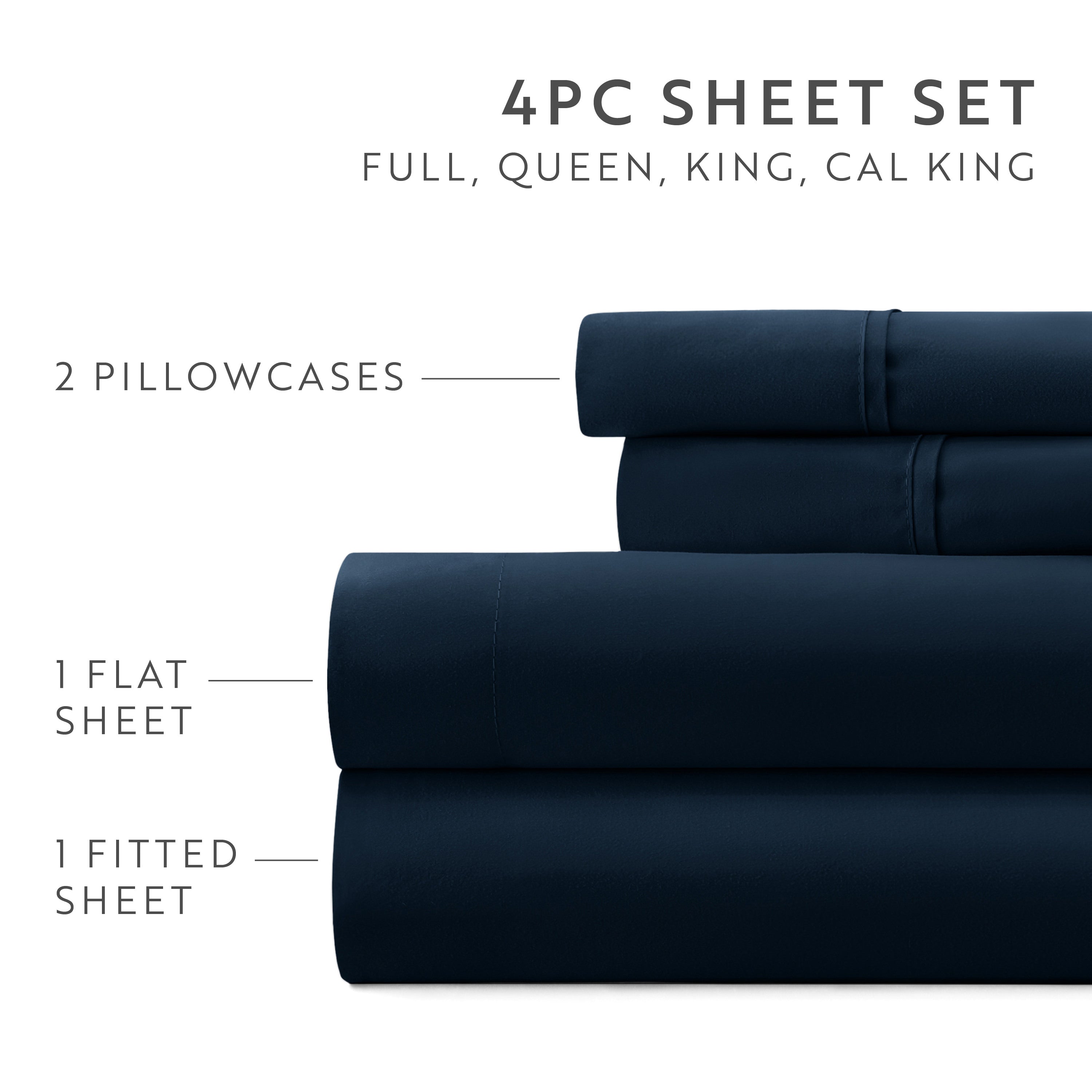 4-Piece Double Brushed Solid Sheet Set