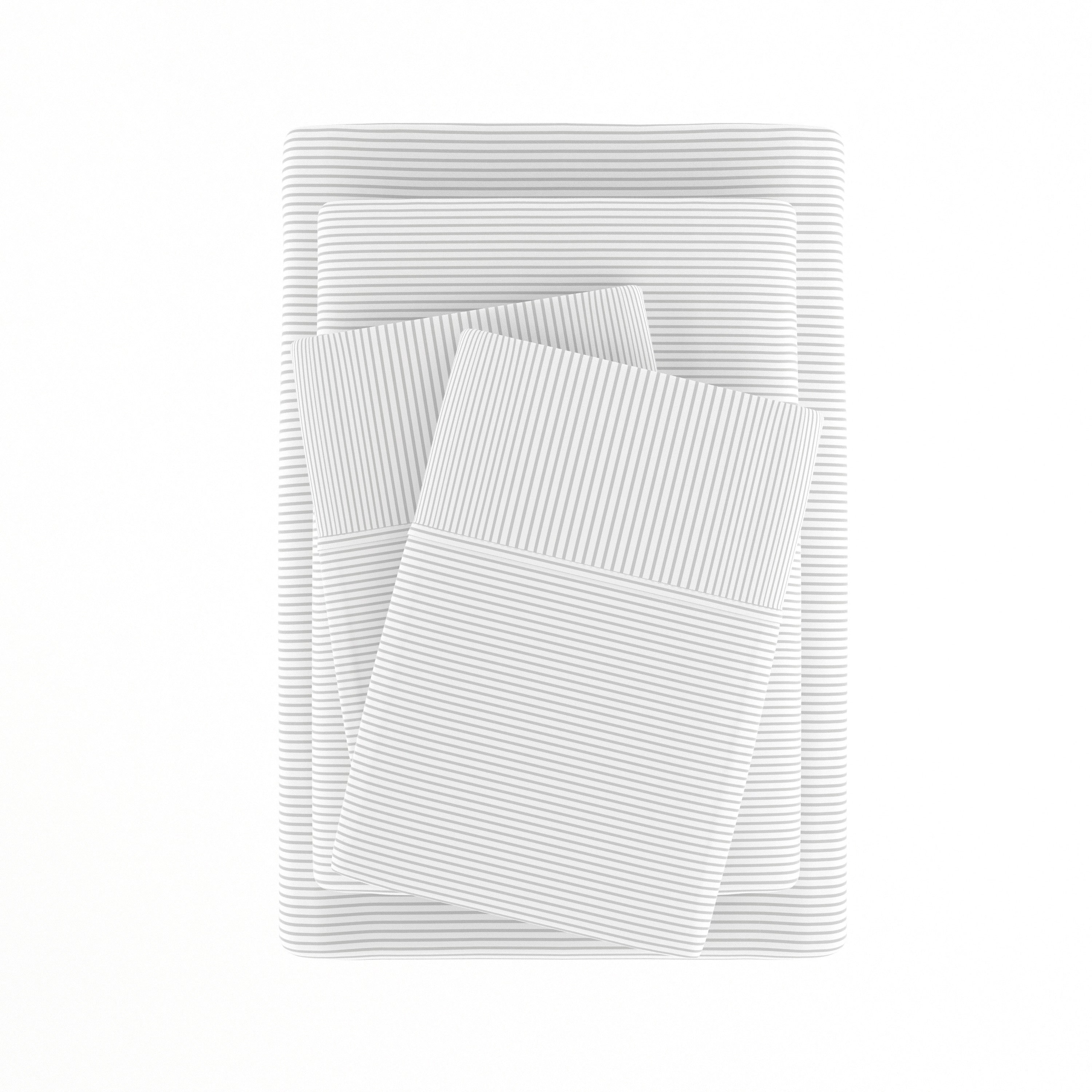 Pinstriped 4-Piece Patterned Sheet Set