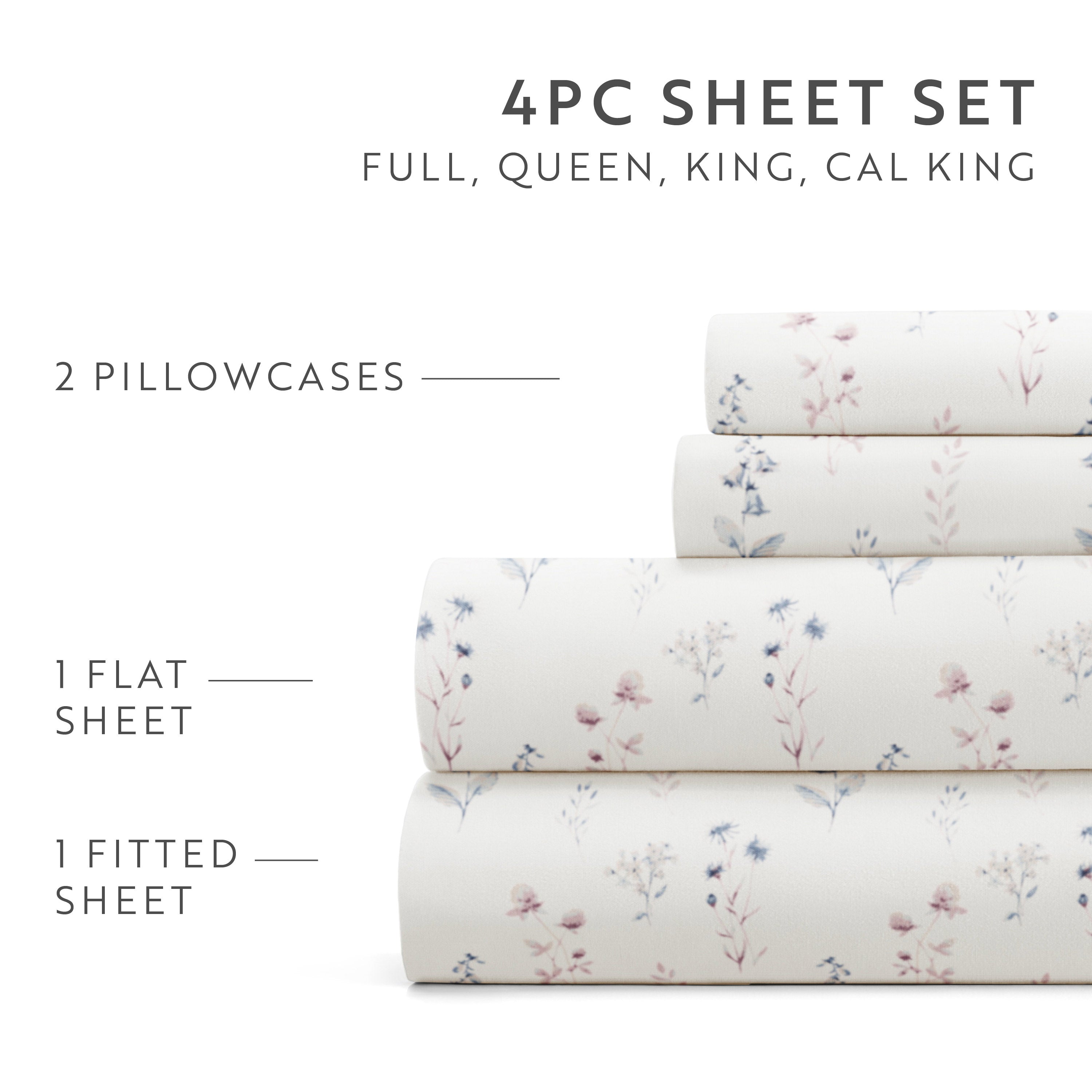 Painted Meadow 4-Piece Patterned Sheet Set