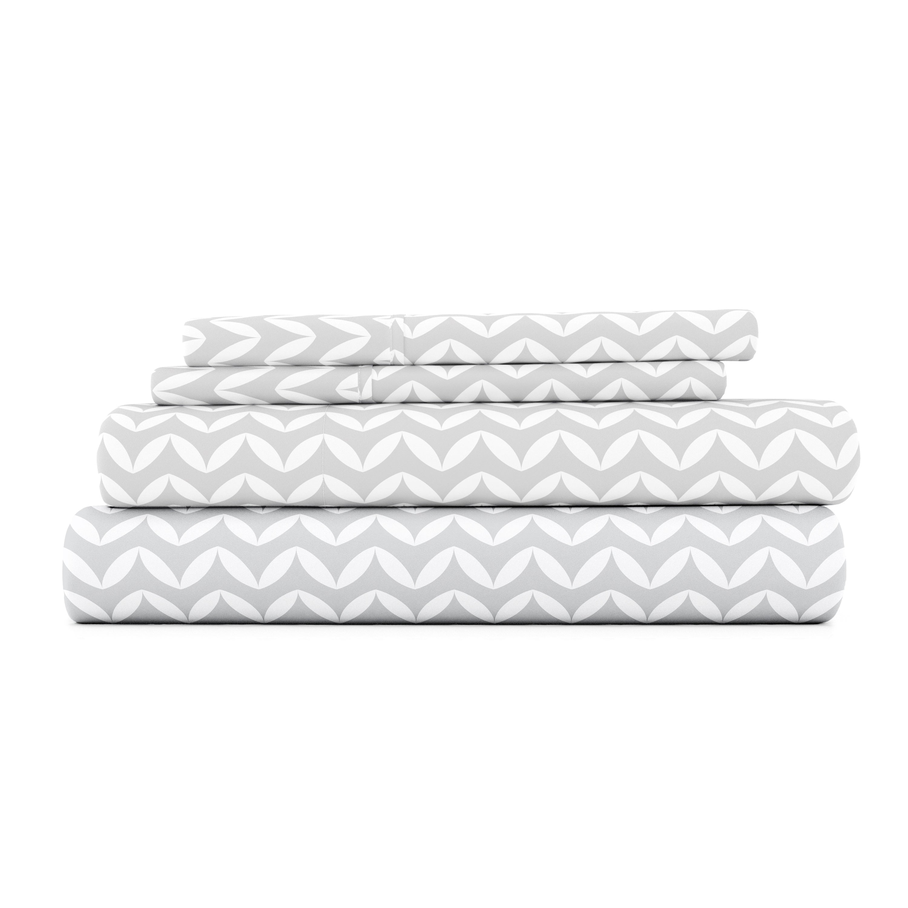 Puffed Chevron 4-Piece Patterned Sheet Set