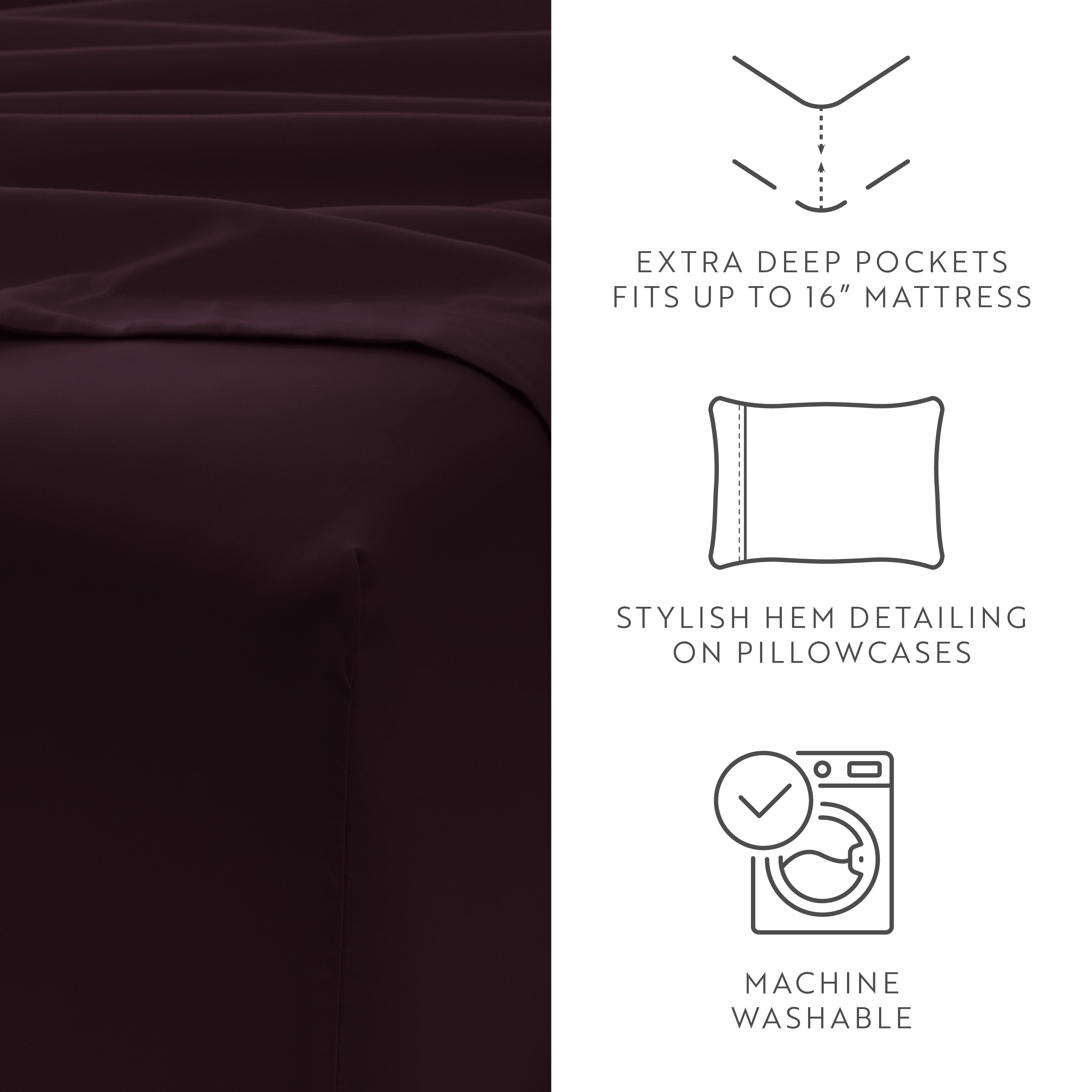 4-Piece Double Brushed Solid Sheet Set