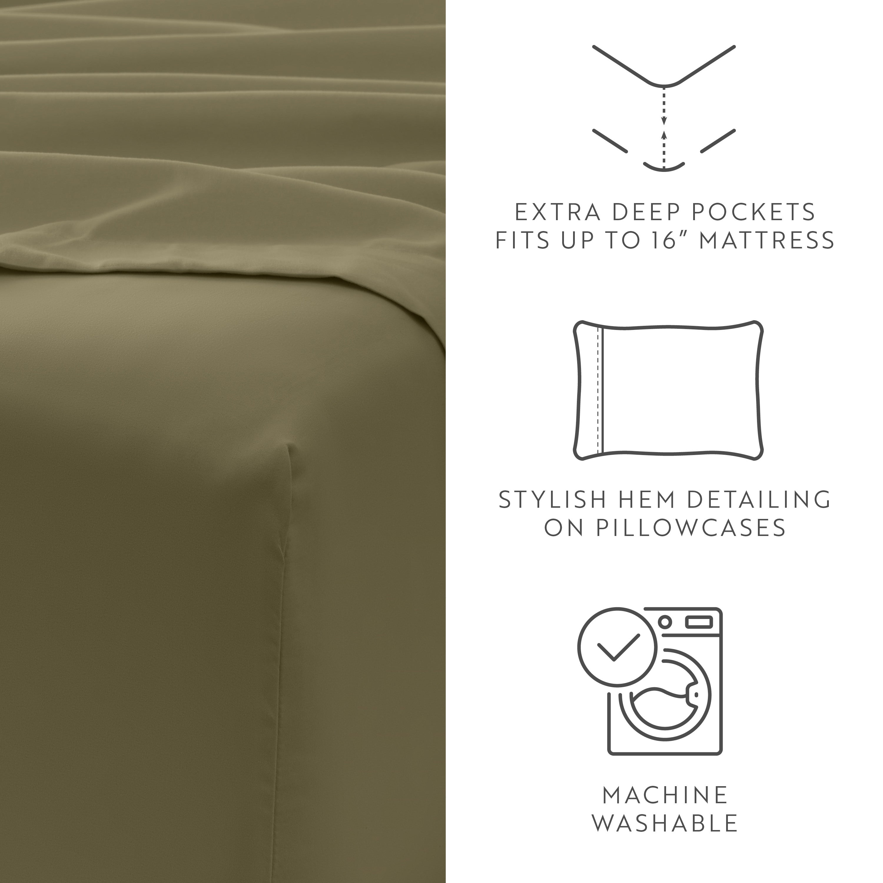 4-Piece Double Brushed Solid Sheet Set