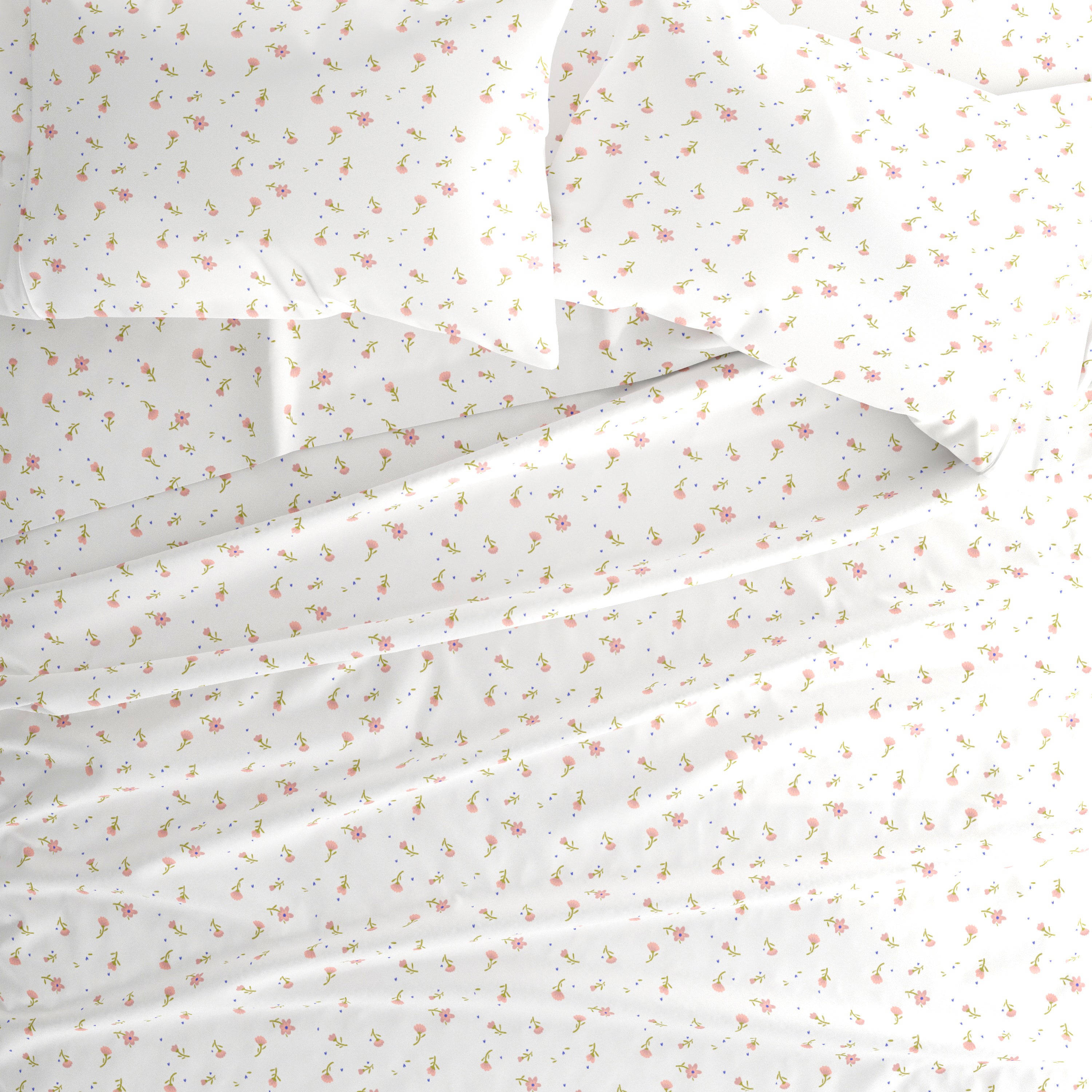 Soft Floral 4-Piece Patterned Sheet Set