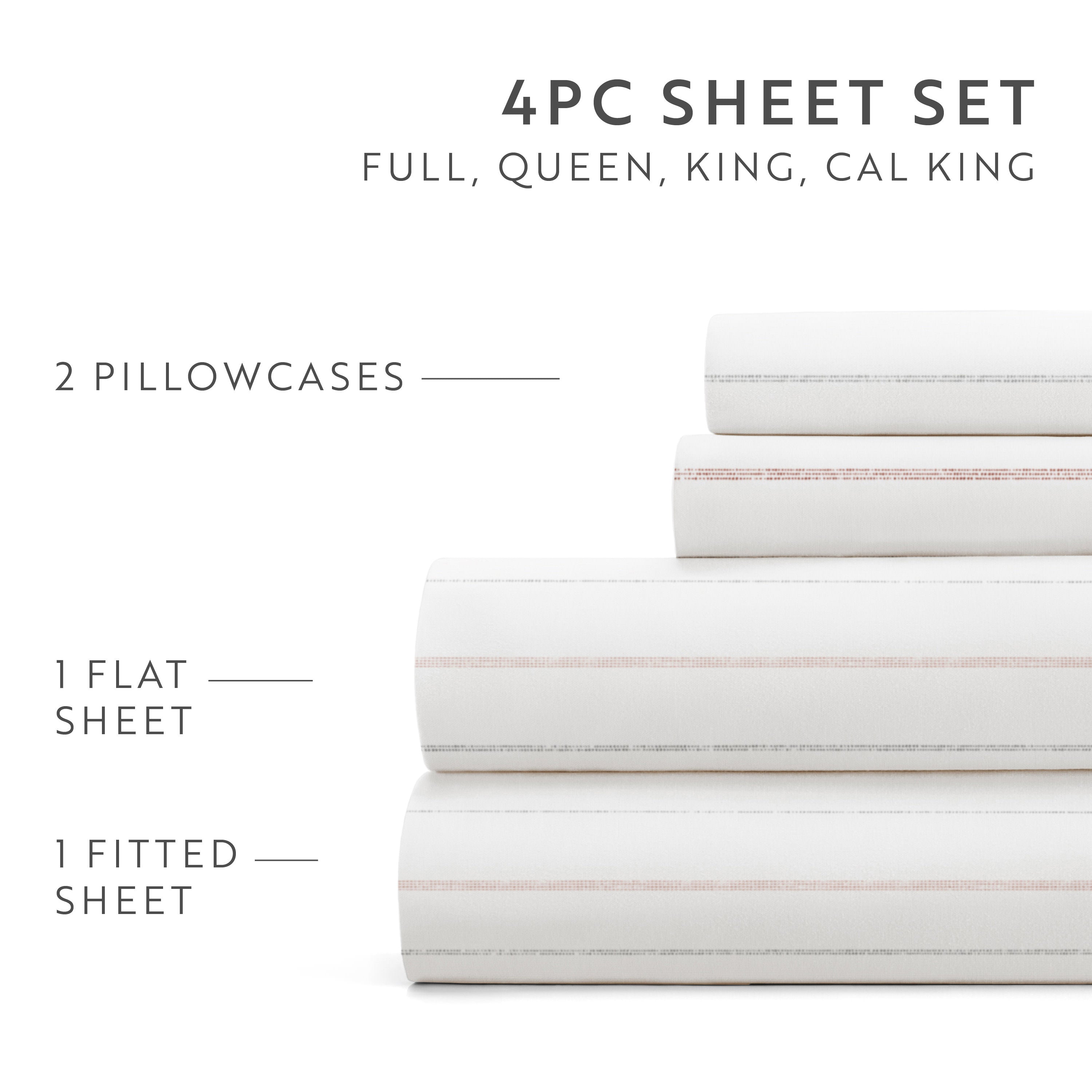 Soft Stitch Stripe 4-Piece Patterned Sheet Set