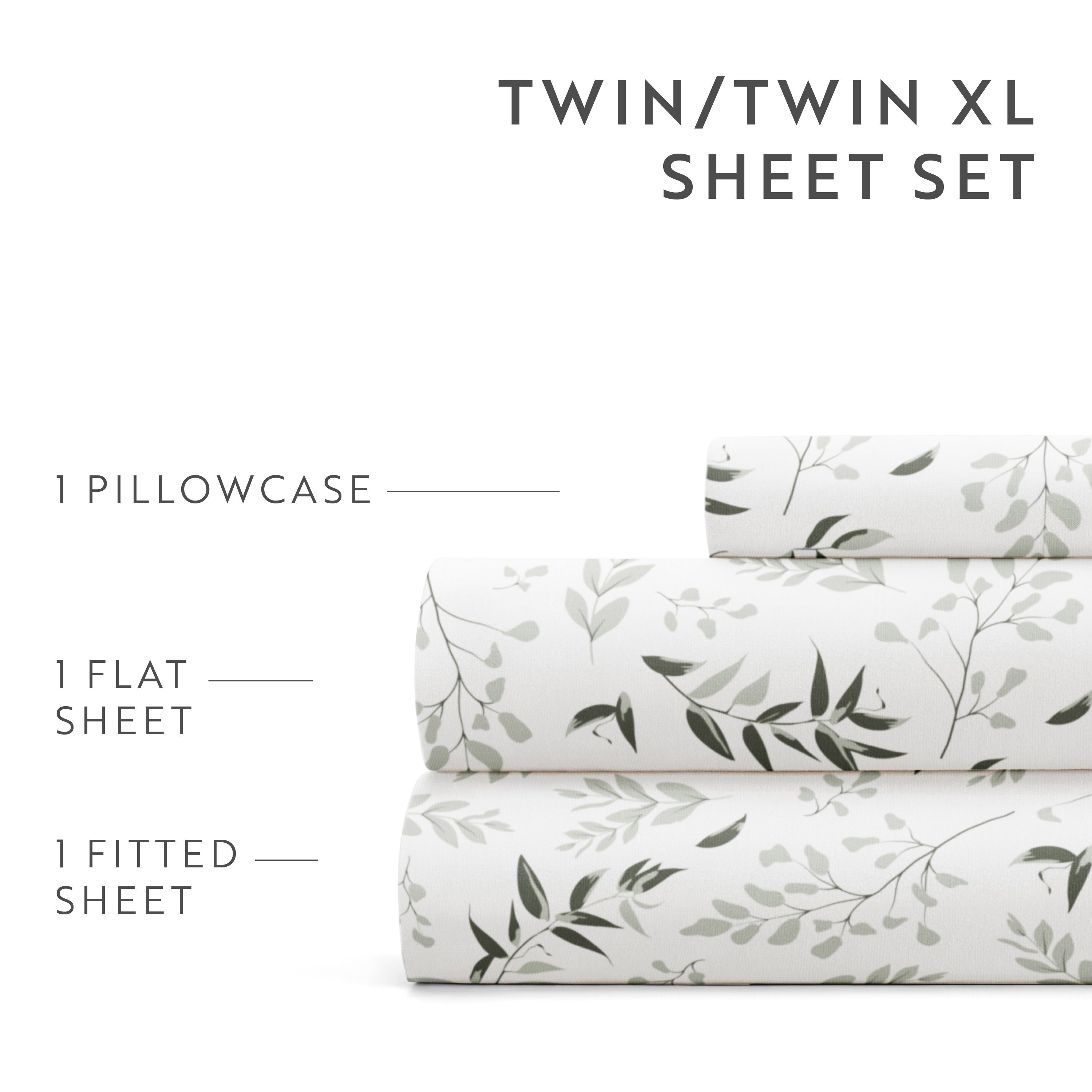 Tossed Foliage 4-Piece Patterned Sheet Set