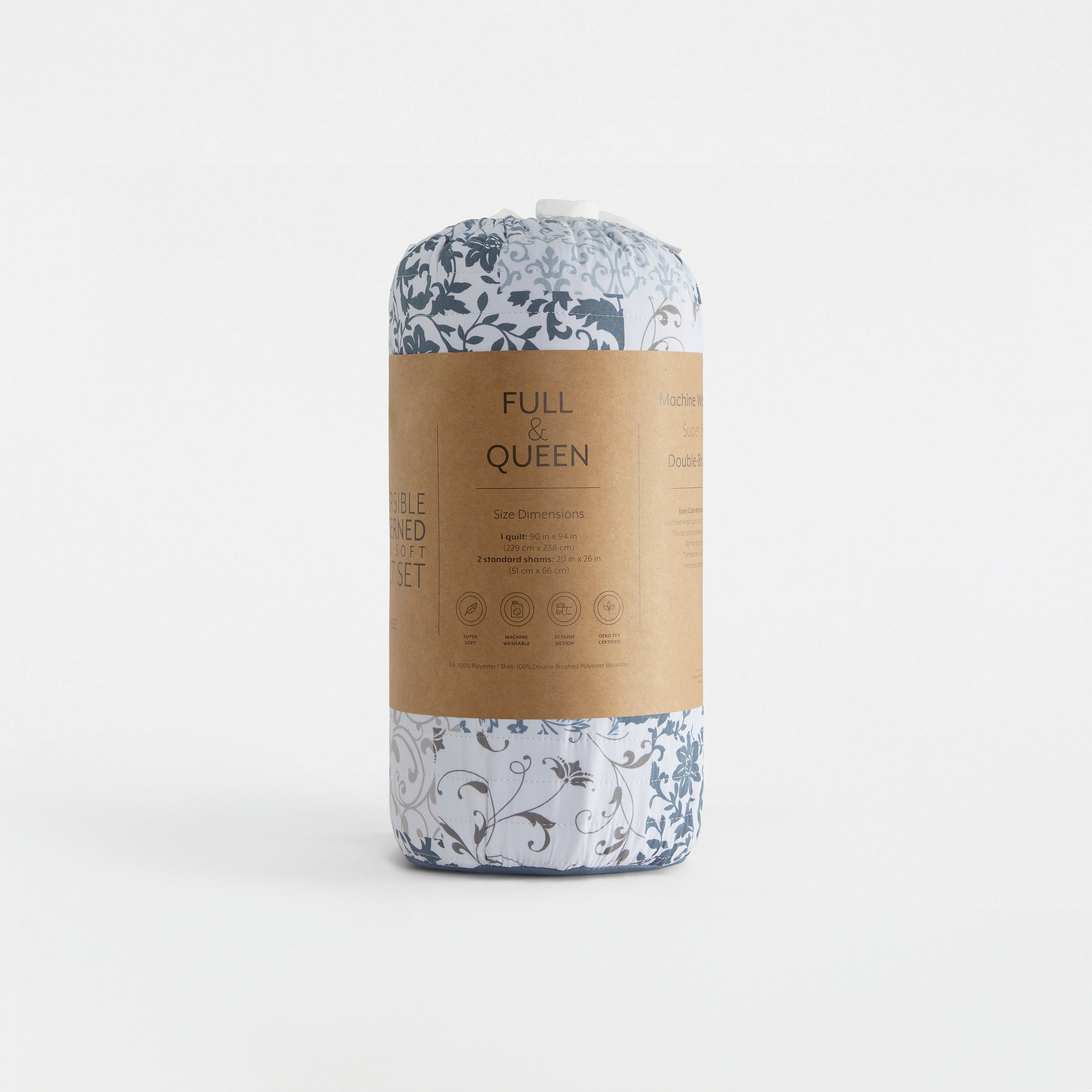 Distressed Bouquet Patterned Quilted Coverlet Set