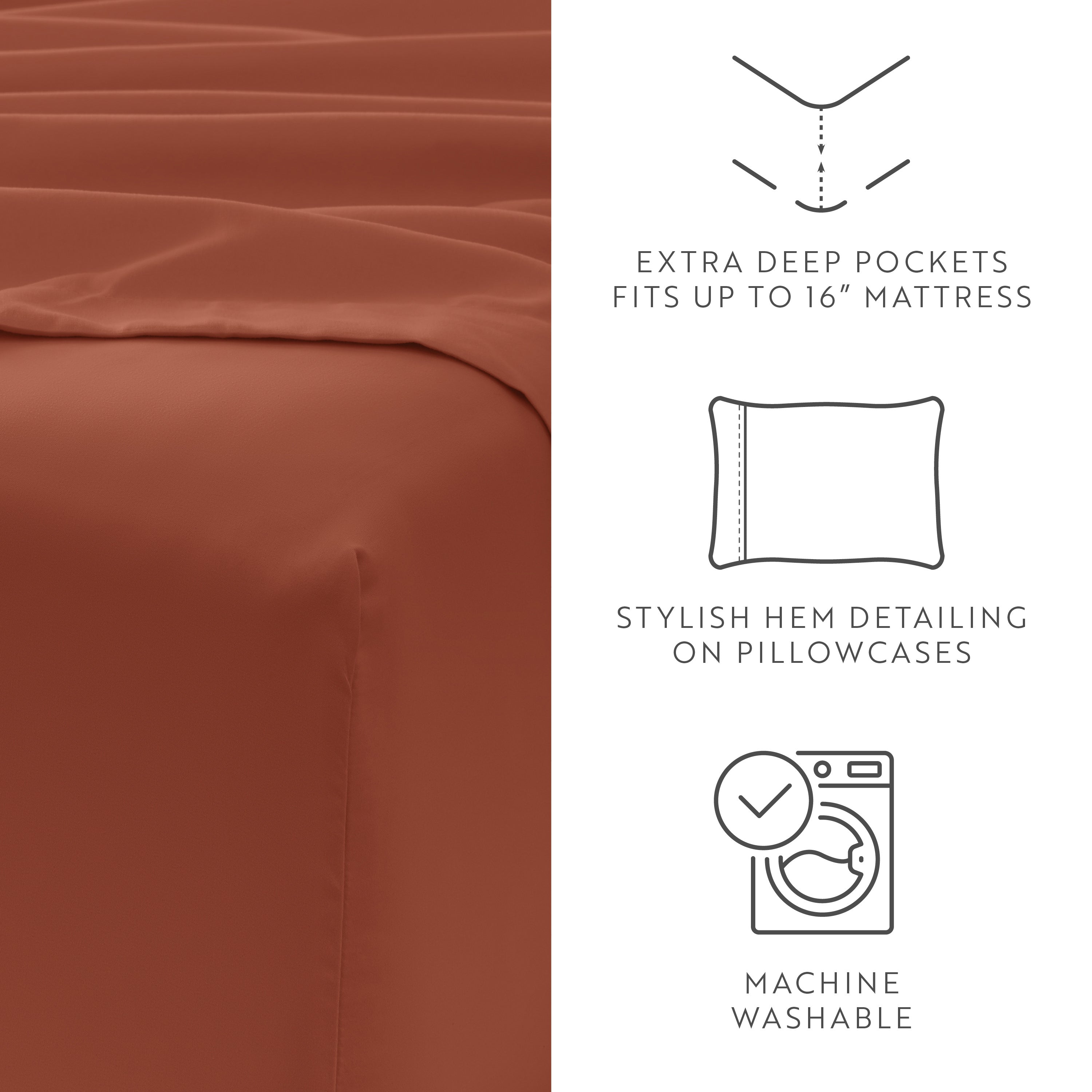 6-Piece Double Brushed Solid Sheet Set