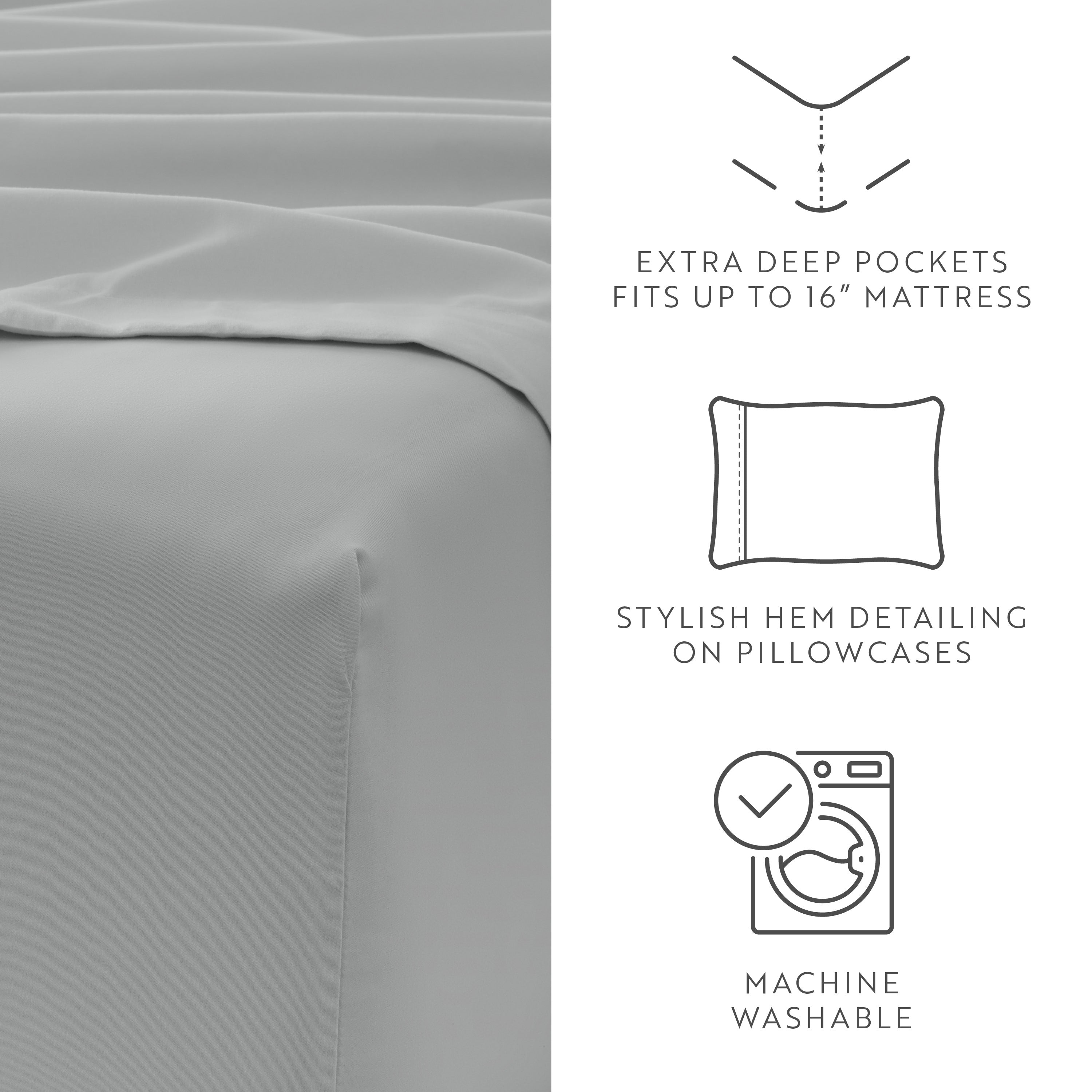 6-Piece Double Brushed Solid Sheet Set