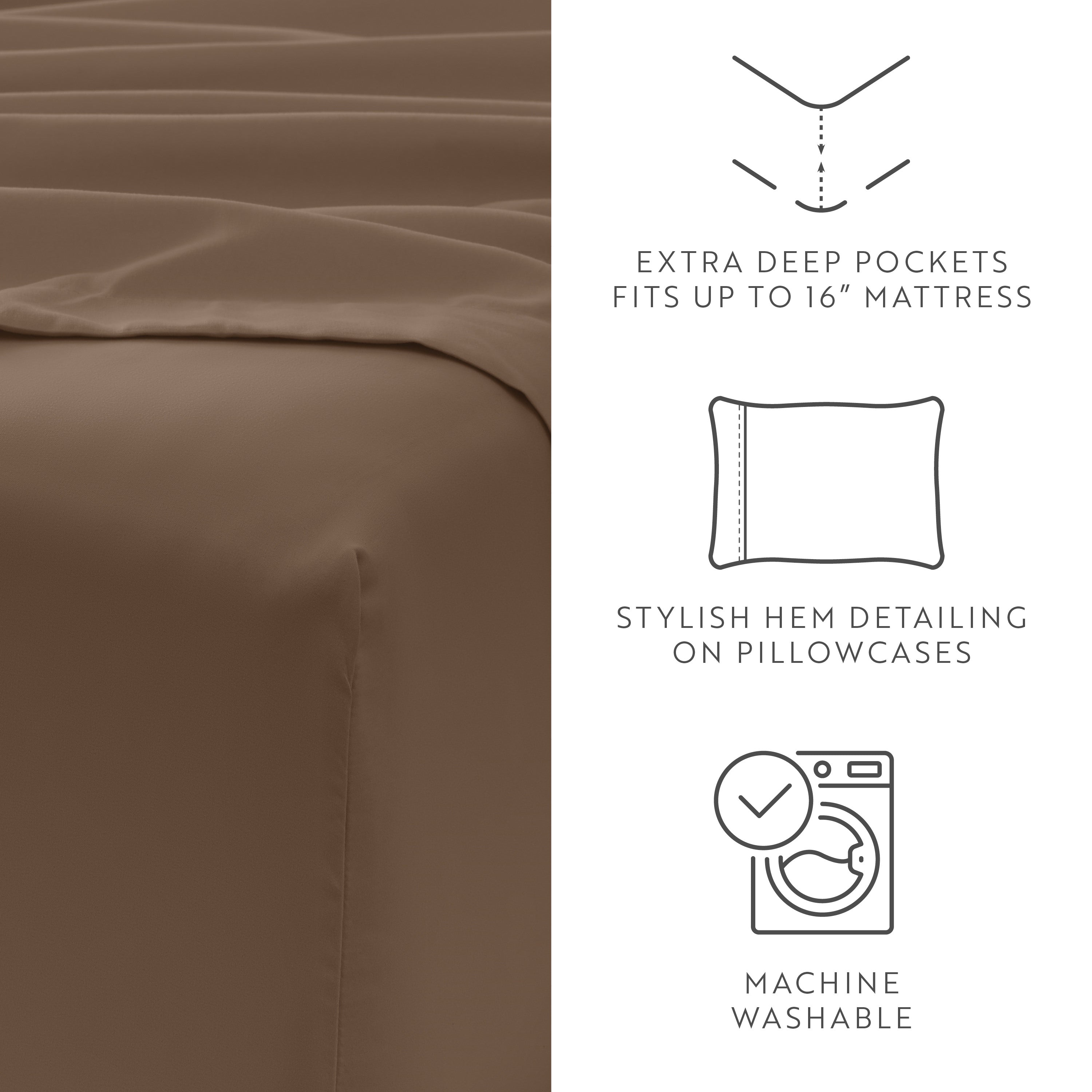 6-Piece Double Brushed Solid Sheet Set