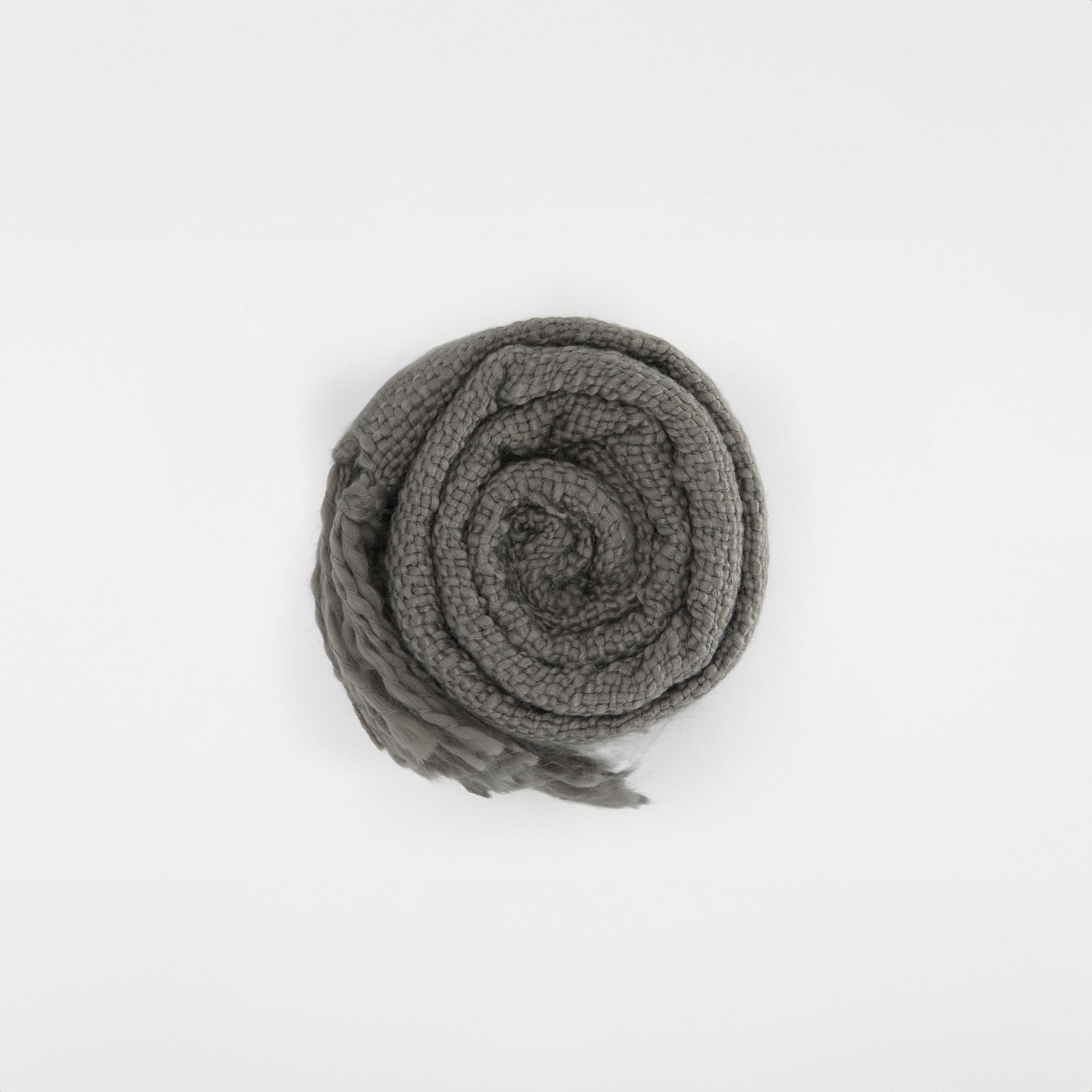 Slub-Yarn Basketweave Throw Blanket with Fringed Edges