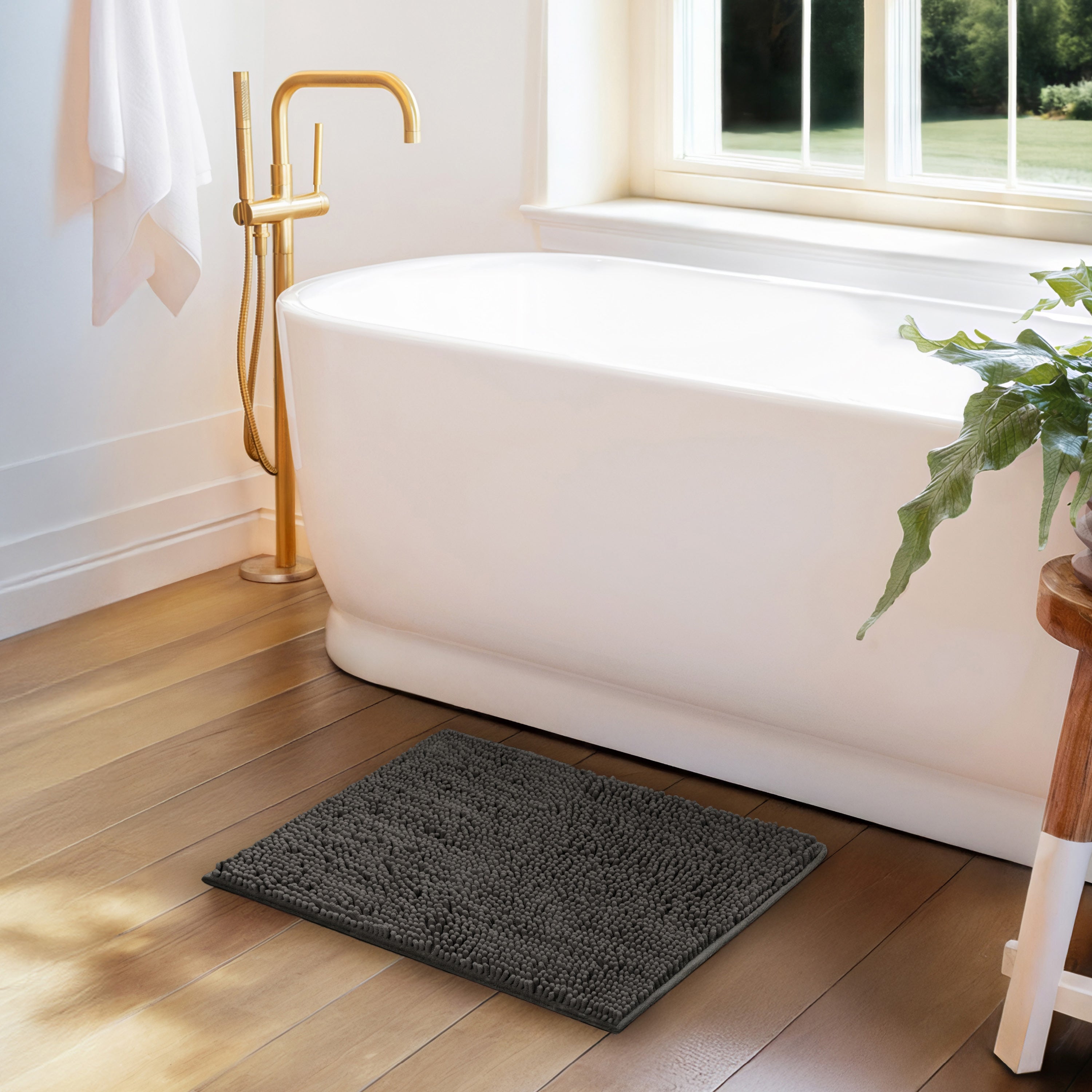 Ultra-Plush Bath Mat, Soft and Absorbent Chenille with Anti-Skid Rubber Backing
