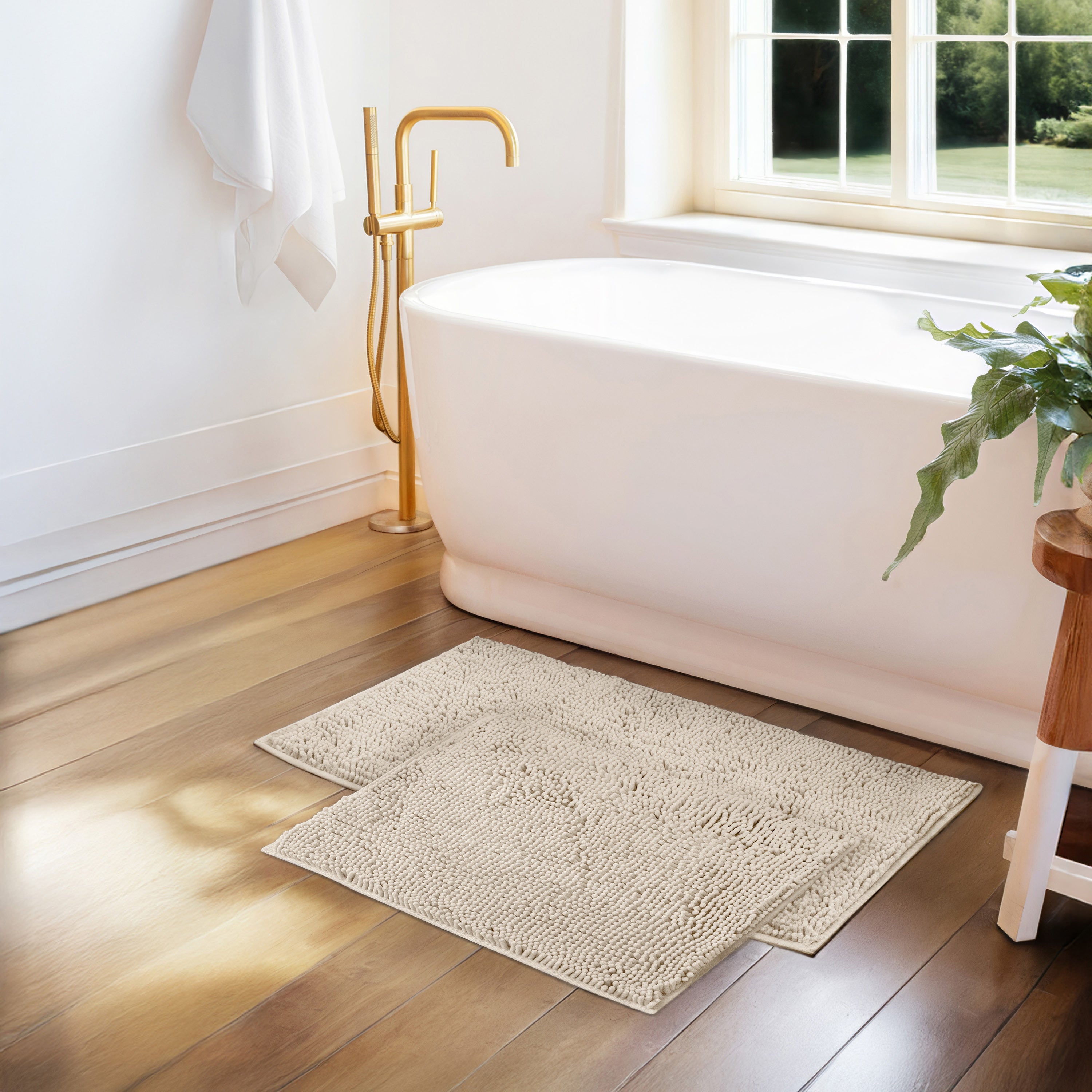 Ultra-Plush Bath Mat, Soft and Absorbent Chenille with Anti-Skid Rubber Backing