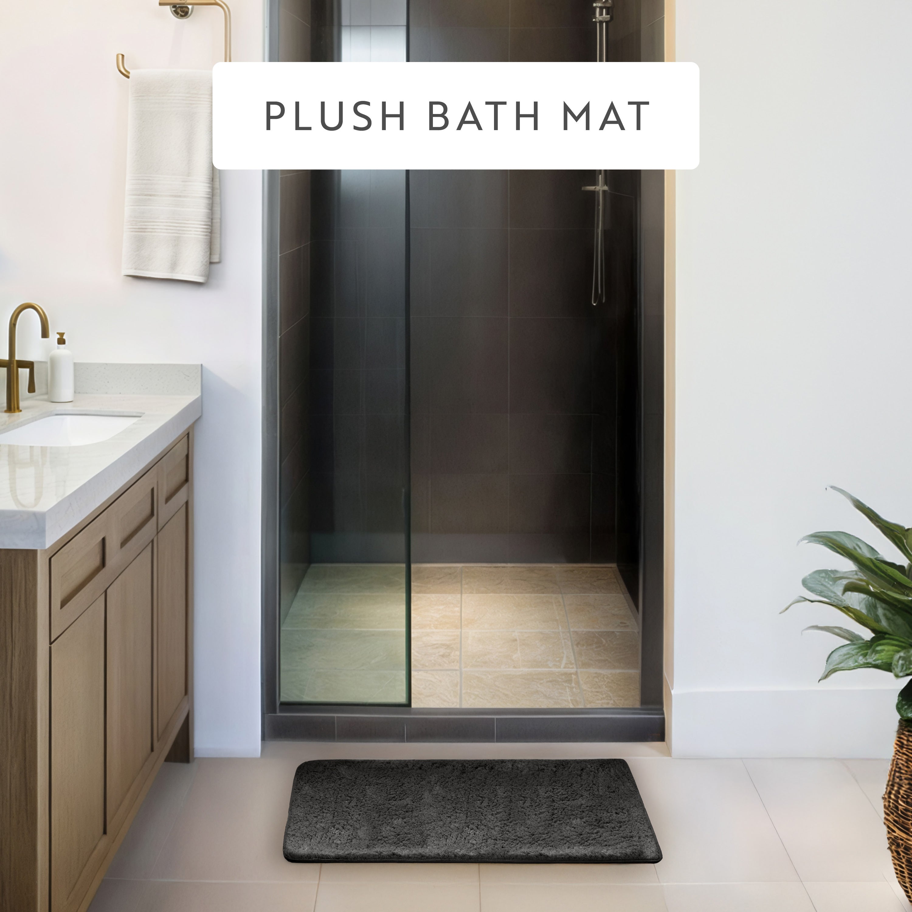 Ultra-Plush Bath Mat, Soft and Absorbent Shaggy Style with Anti-Skid Rubber Backing