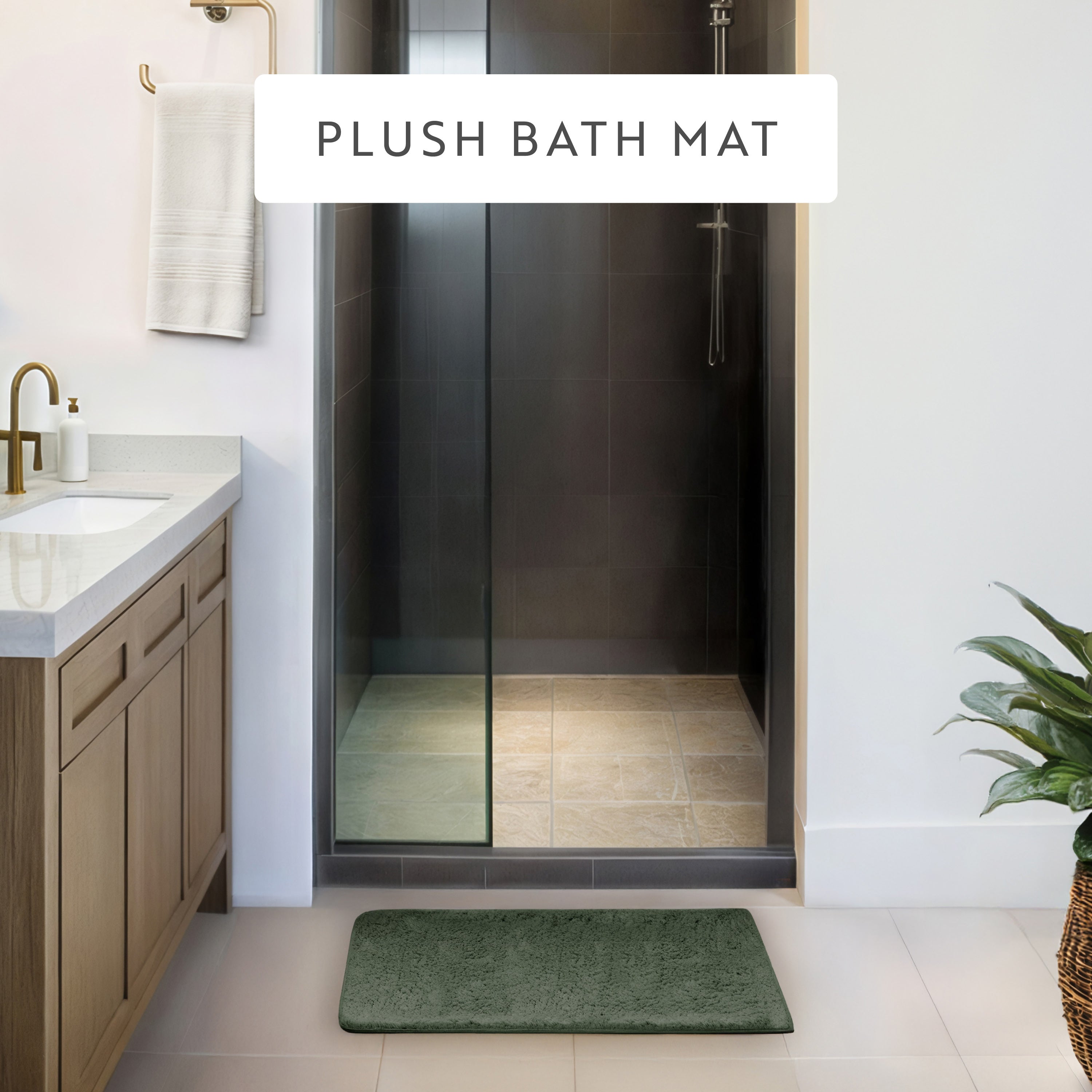 Ultra-Plush Bath Mat, Soft and Absorbent Shaggy Style with Anti-Skid Rubber Backing