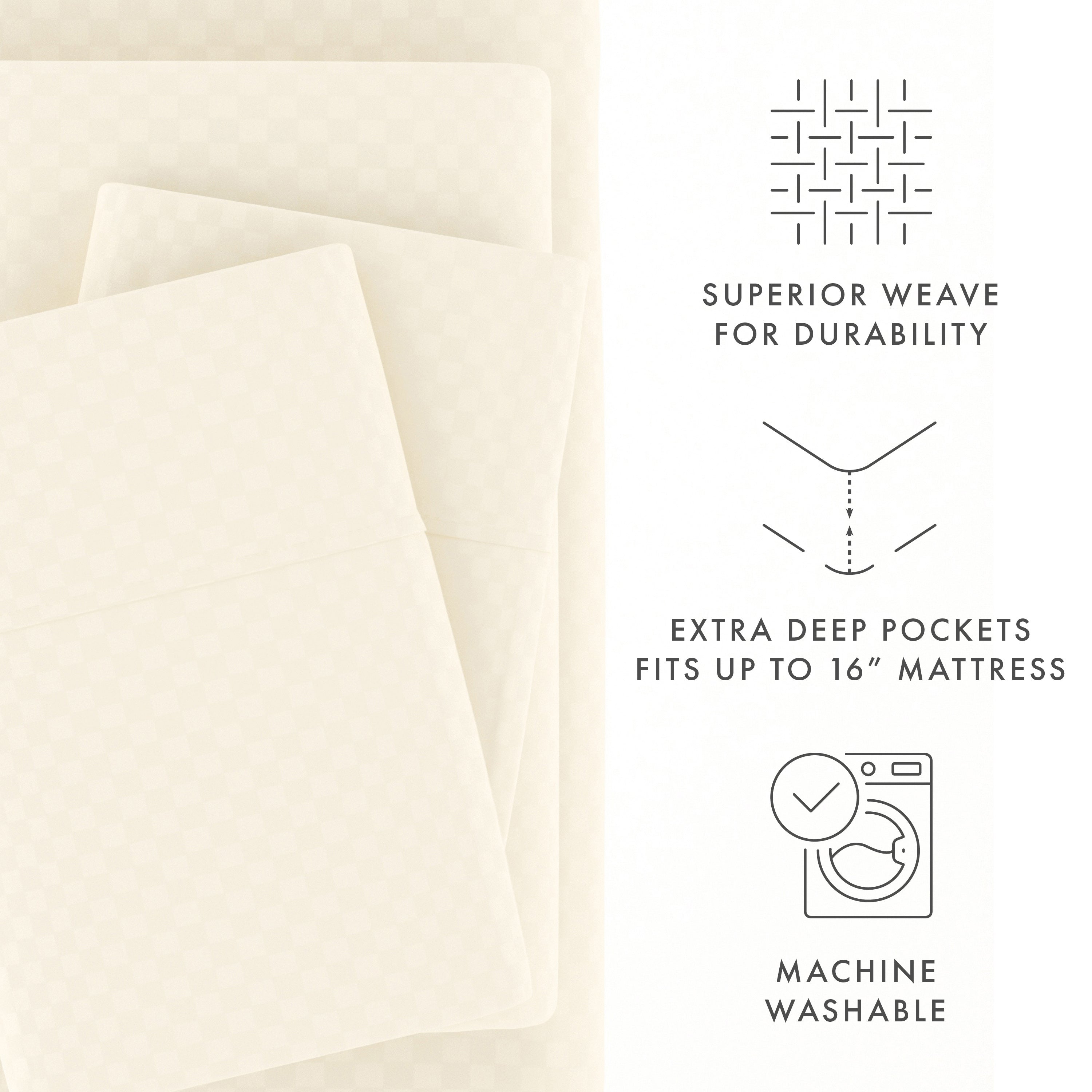 Checkered Embossed 4-Piece Sheet Set
