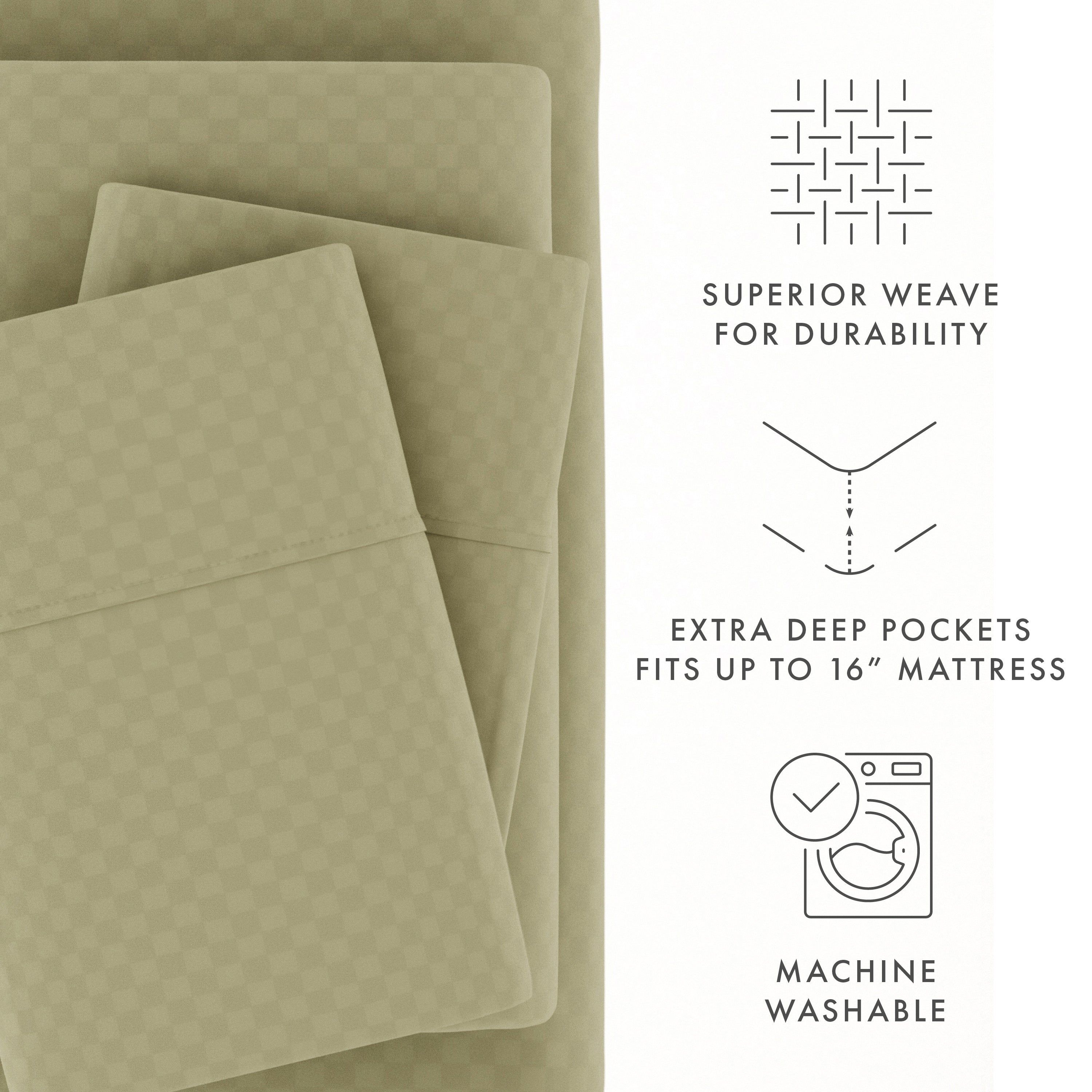 Checkered Embossed 4-Piece Sheet Set