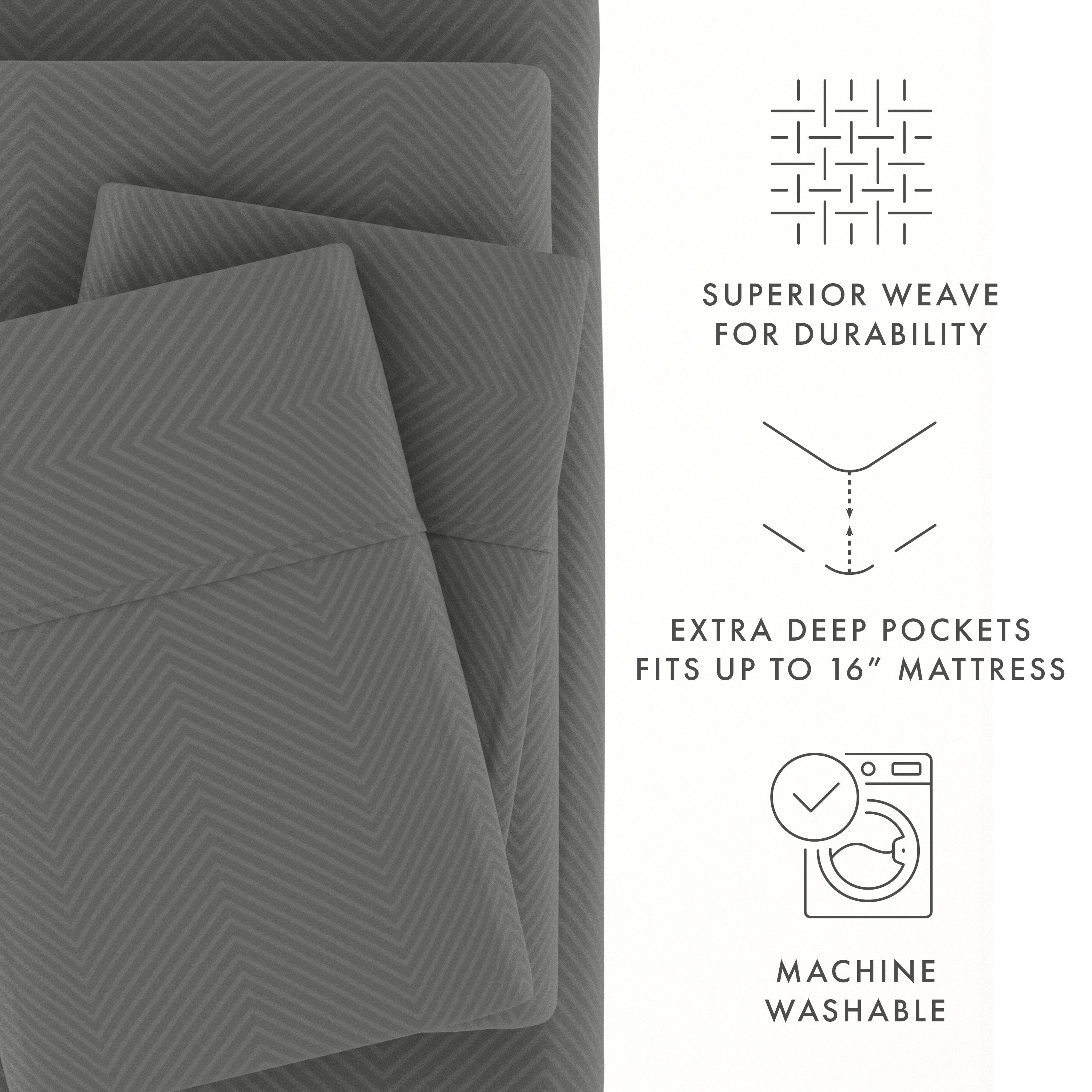 Chevron Embossed 4-Piece Sheet Set