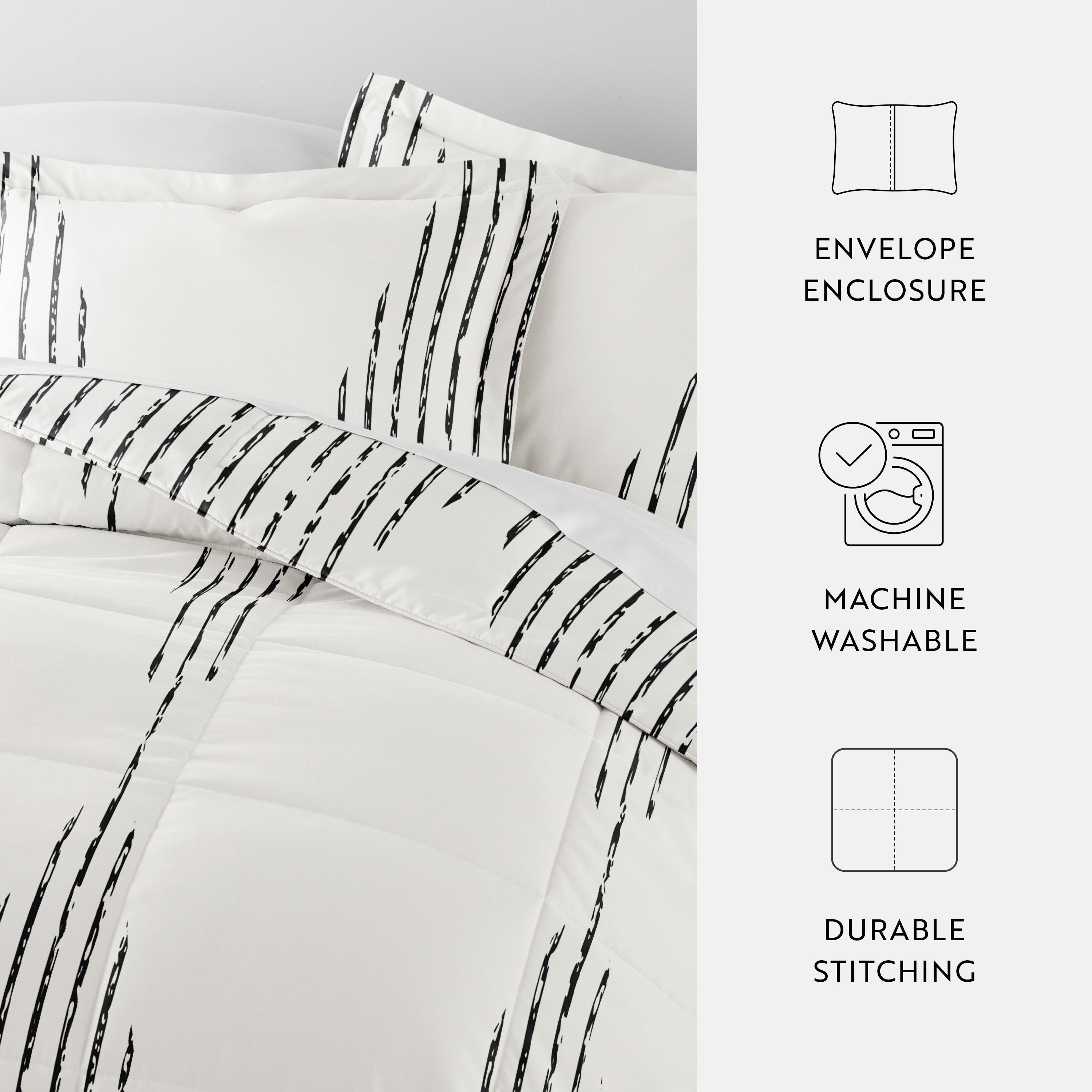 Diamond Stripe Patterned Down-Alternative Comforter Set
