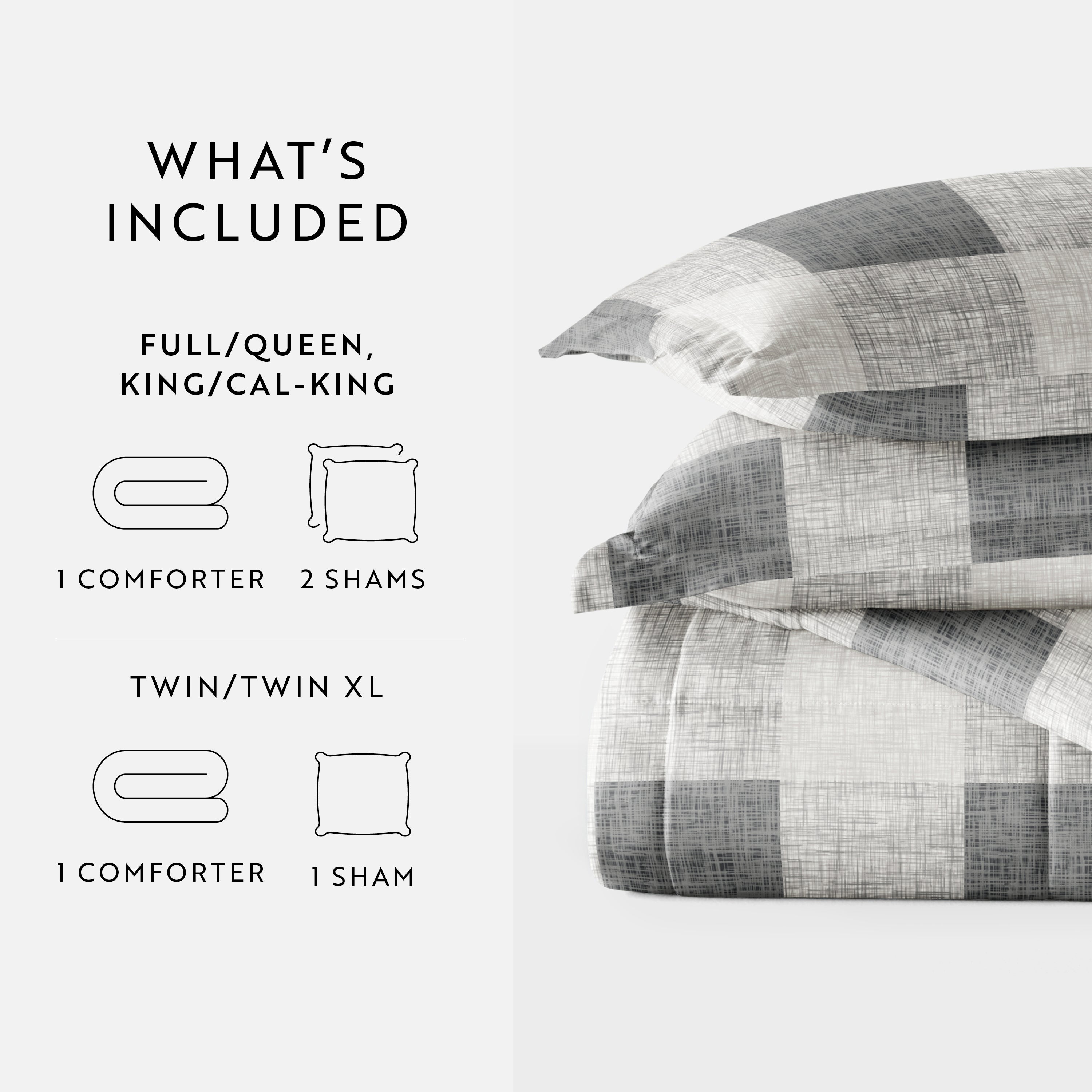Gingham Patterned Down-Alternative Comforter Set