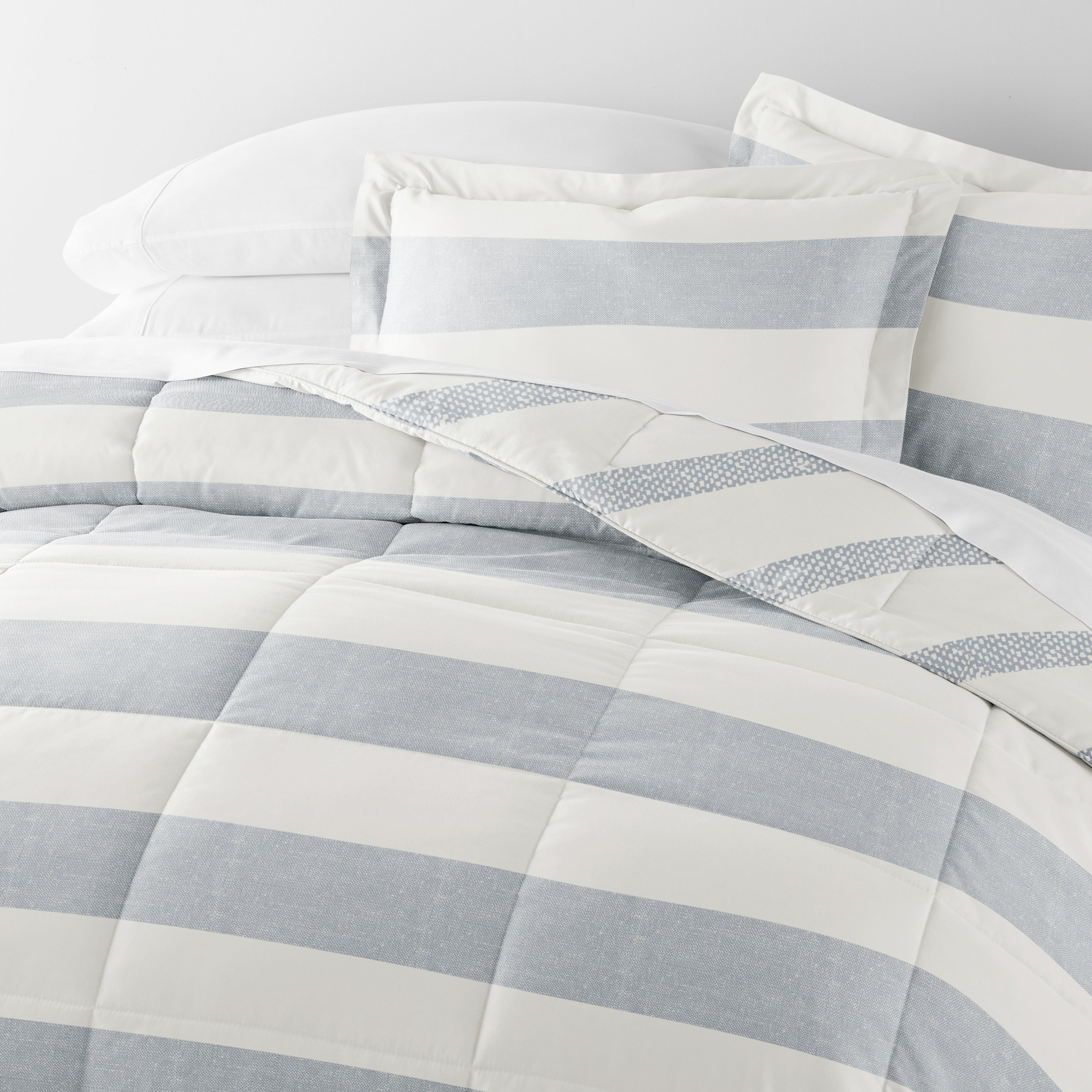 Distressed Stripe Patterned Down-Alternative Comforter Set