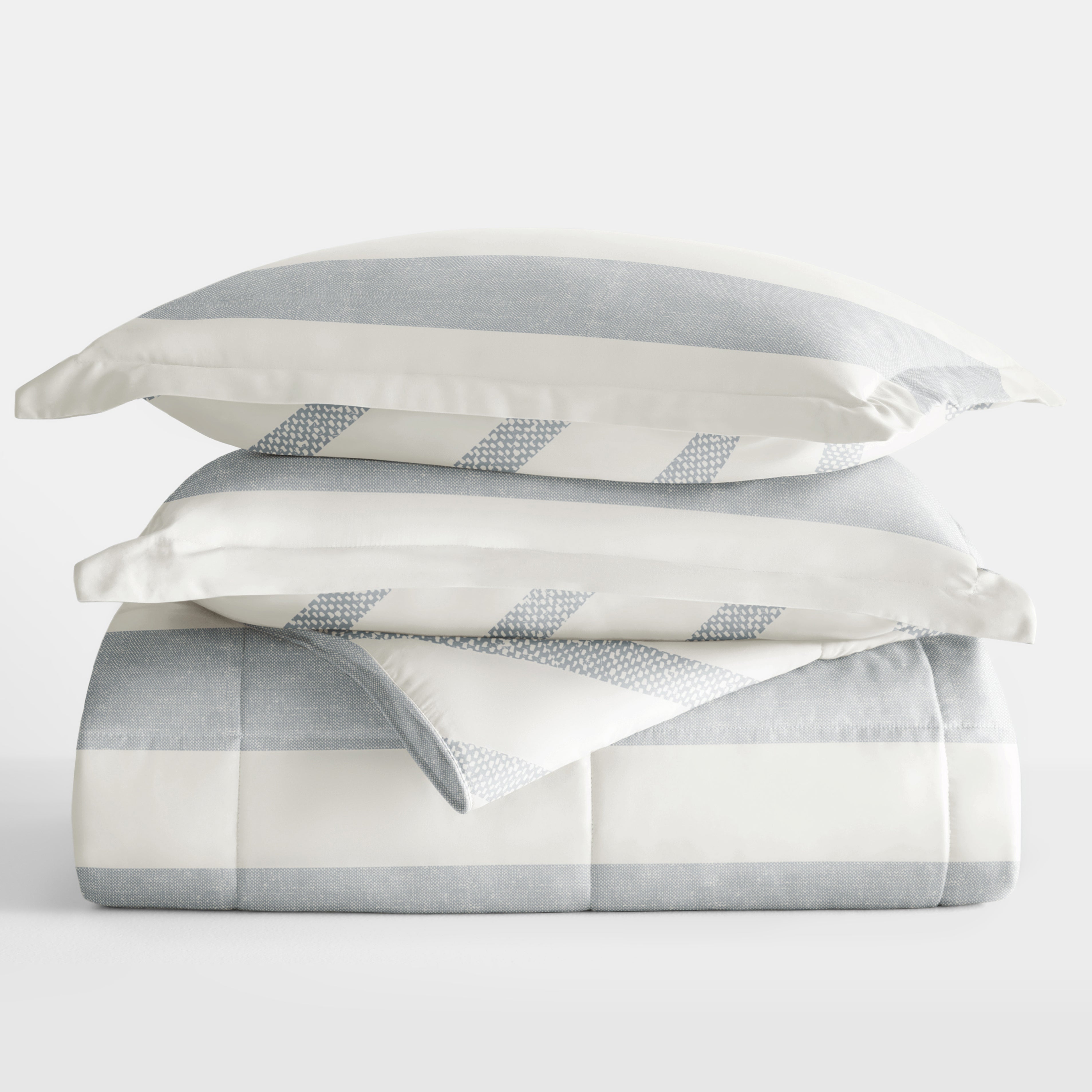 Distressed Stripe Patterned Down-Alternative Comforter Set