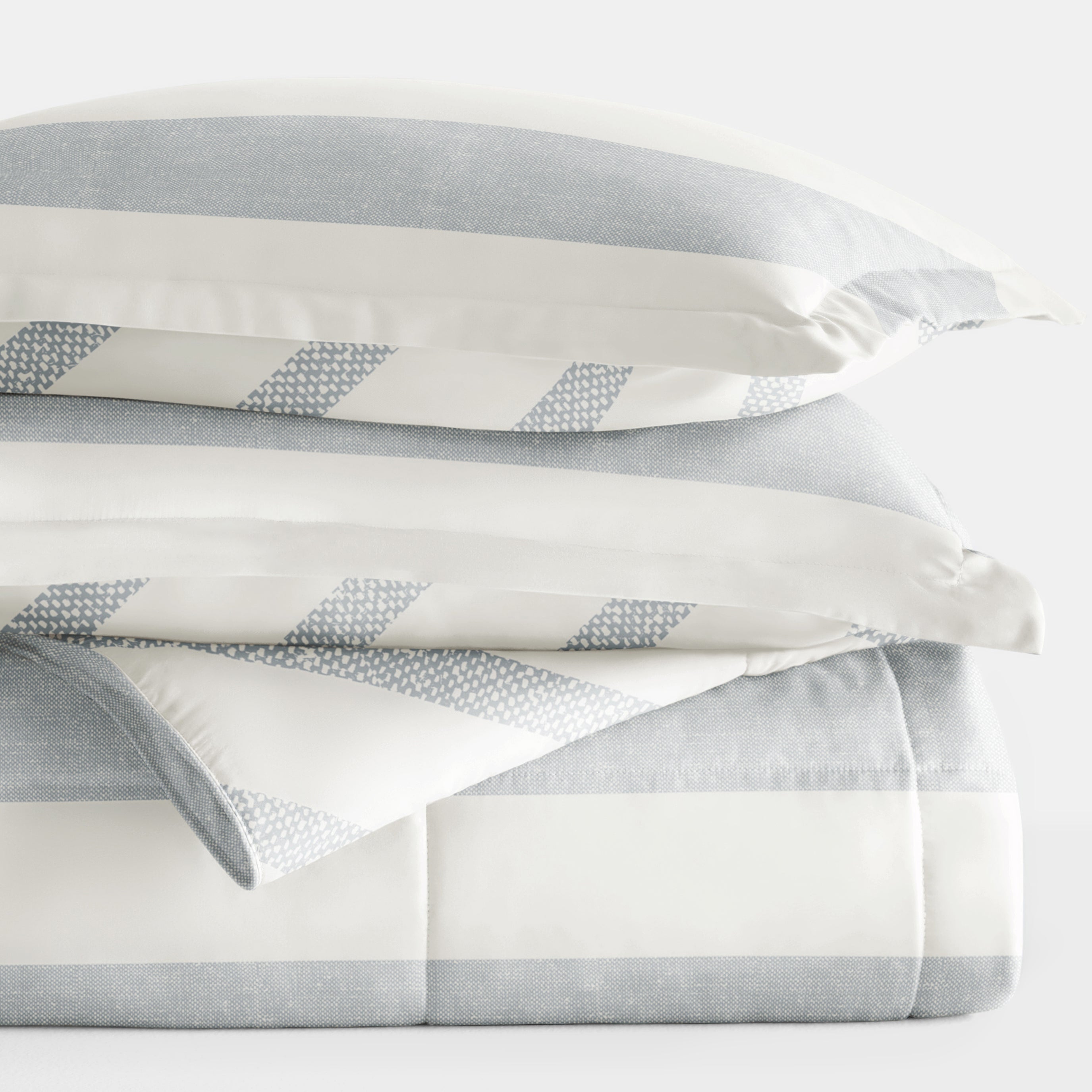 Distressed Stripe Patterned Down-Alternative Comforter Set