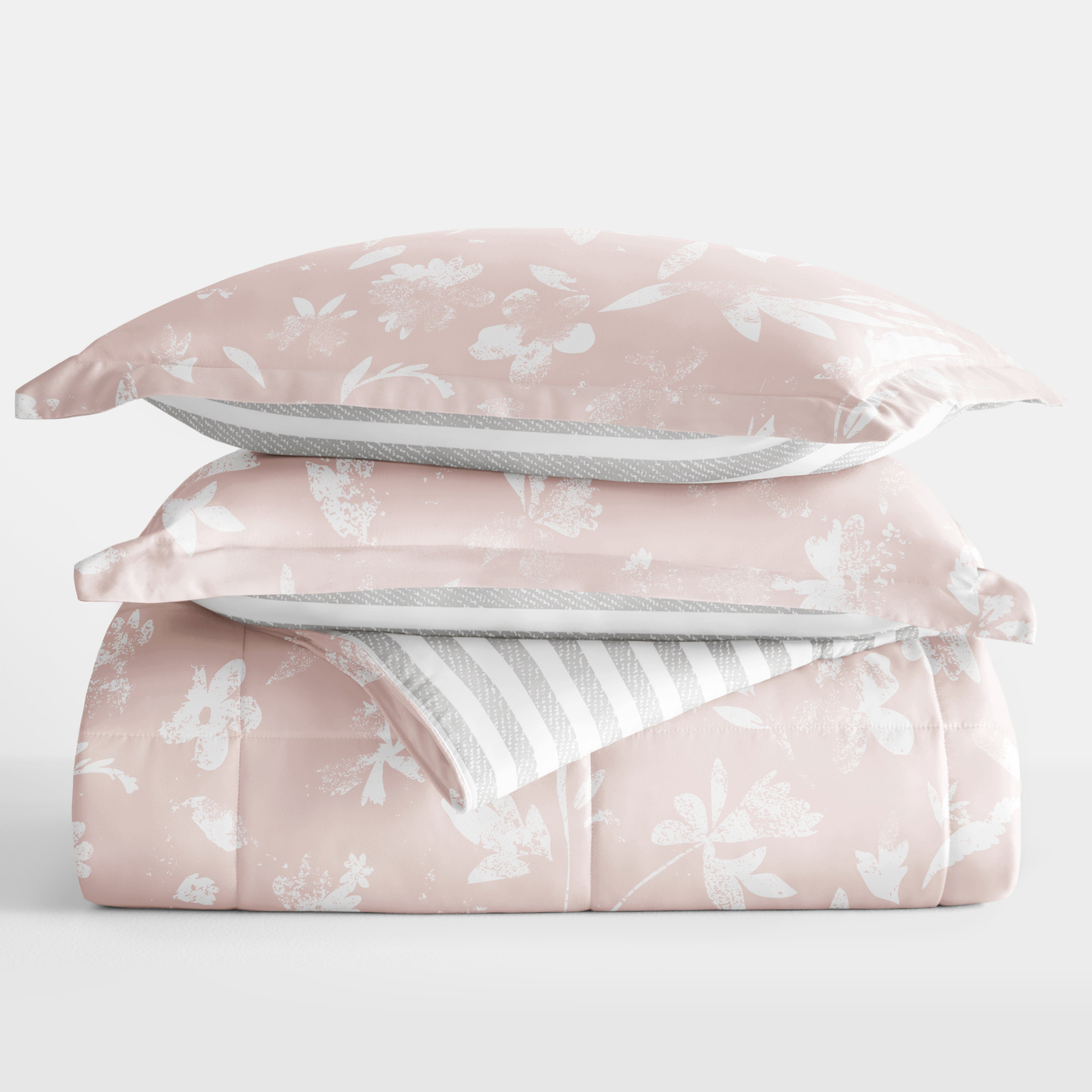 Pressed Flowers Reversible Patterned Down-Alternative Comforter Set