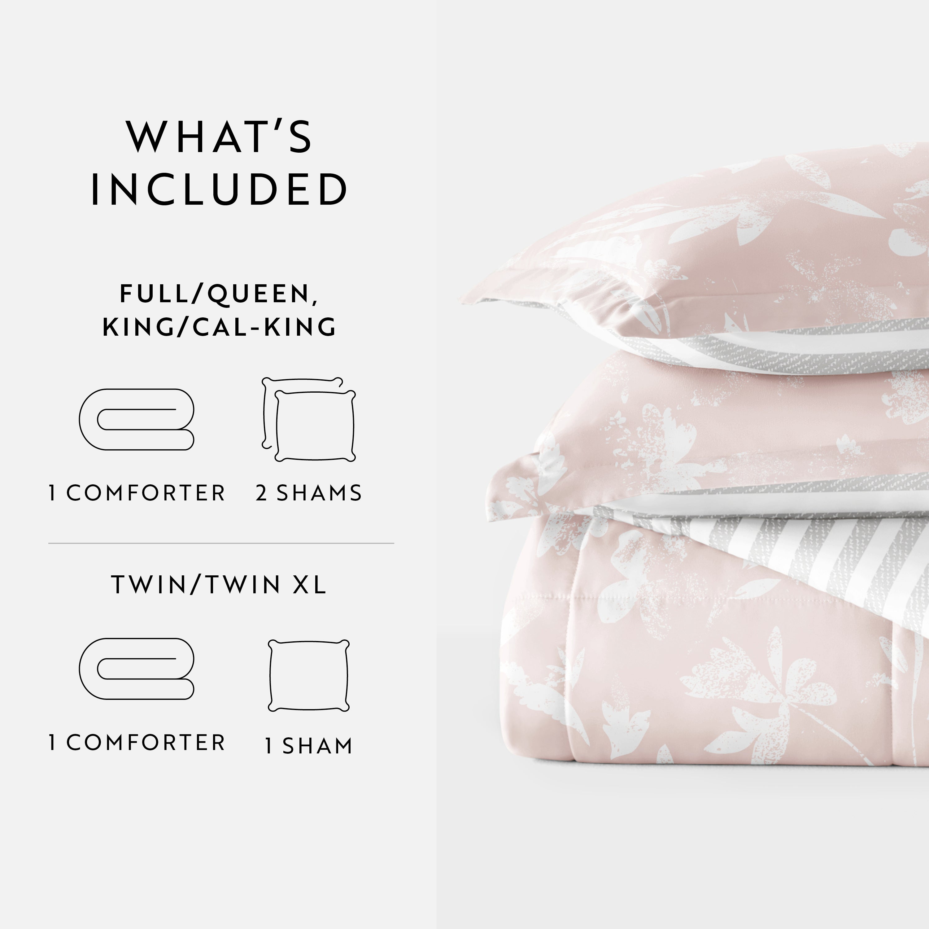Pressed Flowers Reversible Patterned Down-Alternative Comforter Set