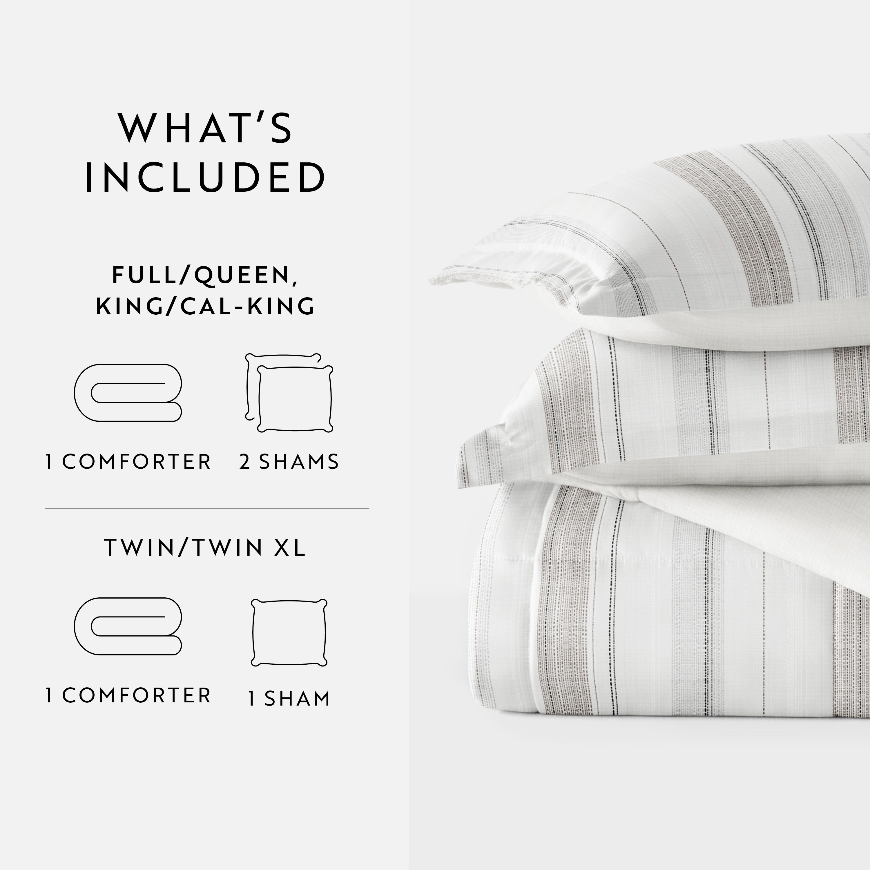 Vertical Stripe Reversible Patterned Down-Alternative Comforter Set