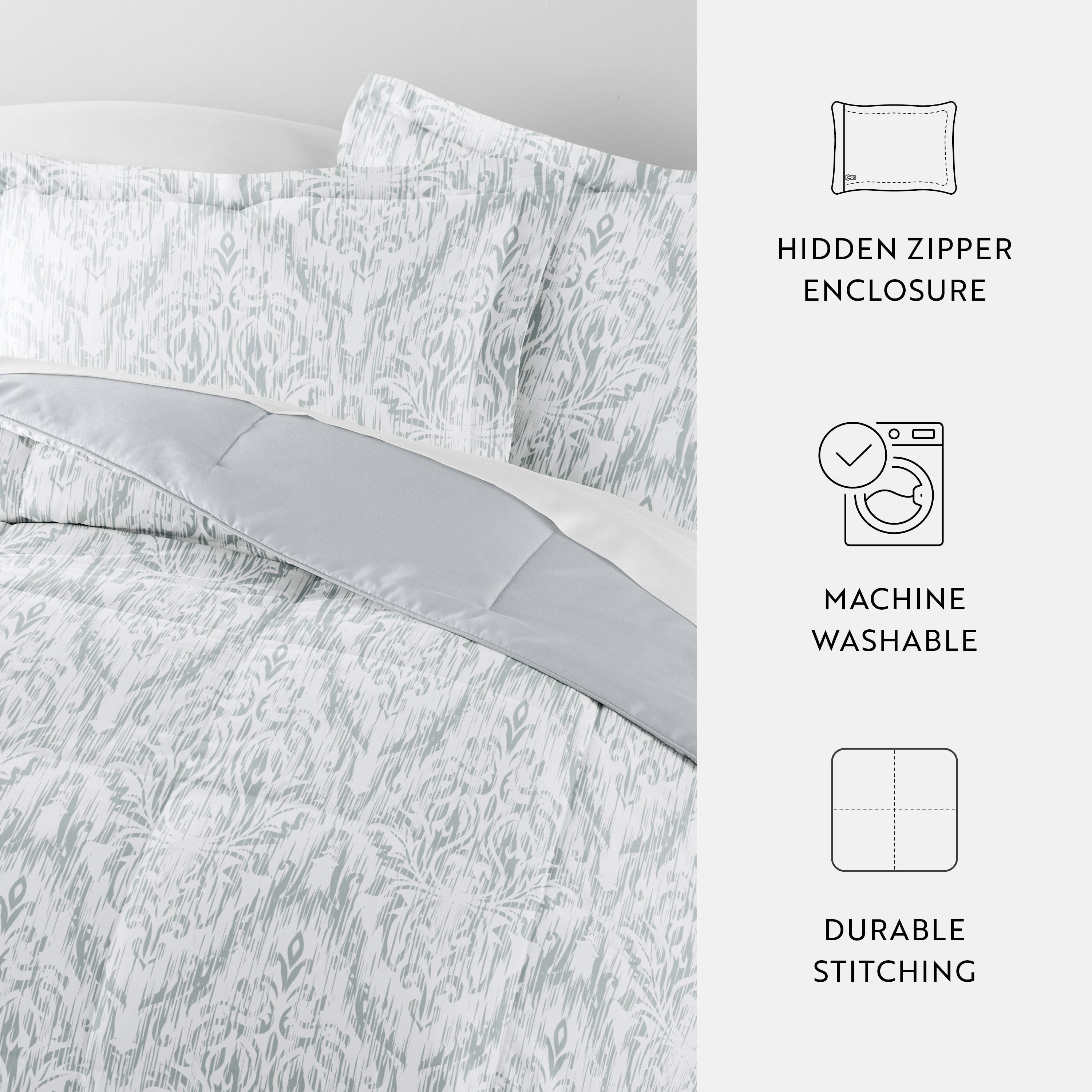 English Countryside Reversible Patterned Down-Alternative Comforter Set