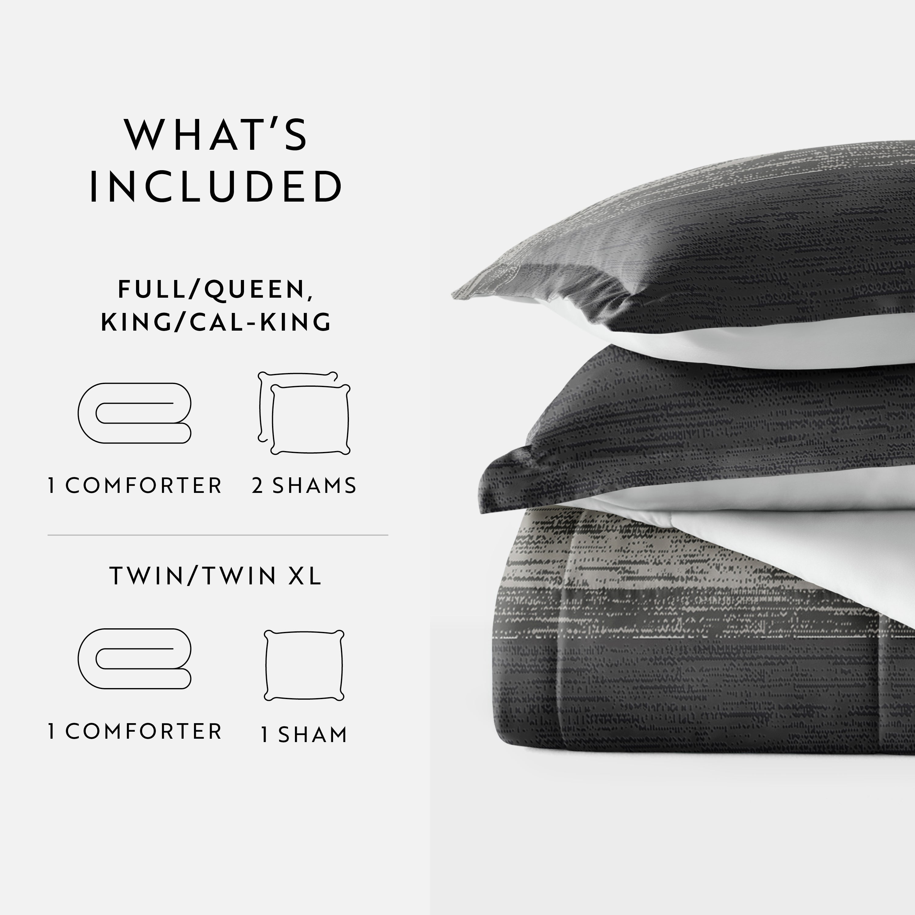 Ombre Reversible Patterned Down-Alternative Comforter Set