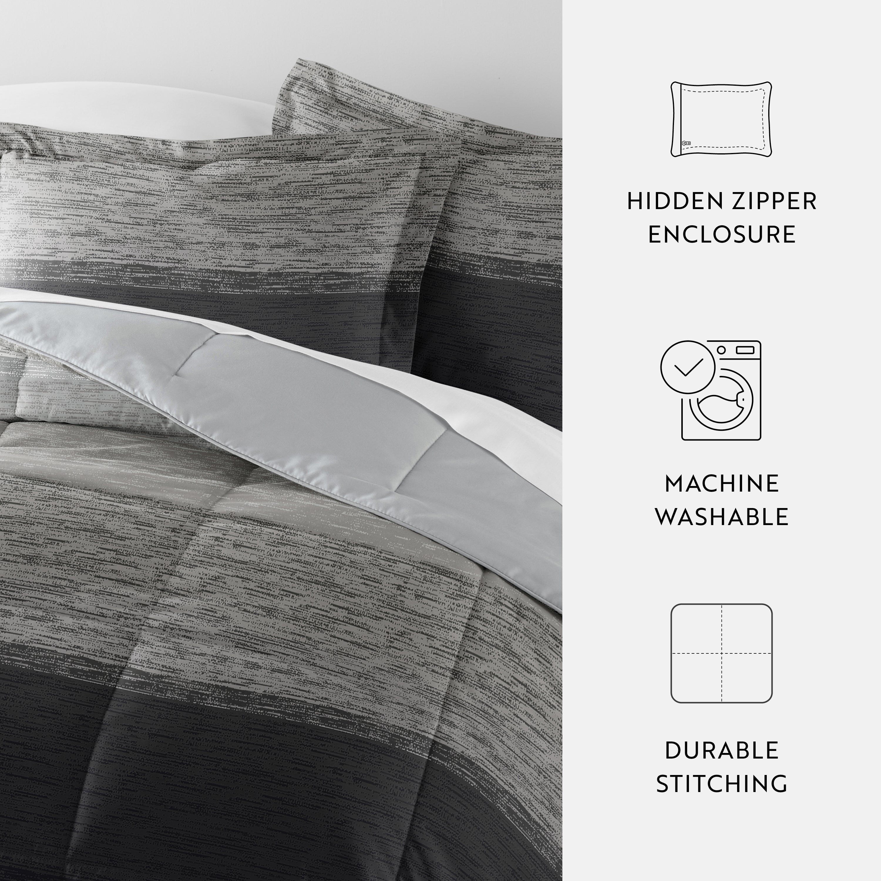 Ombre Reversible Patterned Down-Alternative Comforter Set