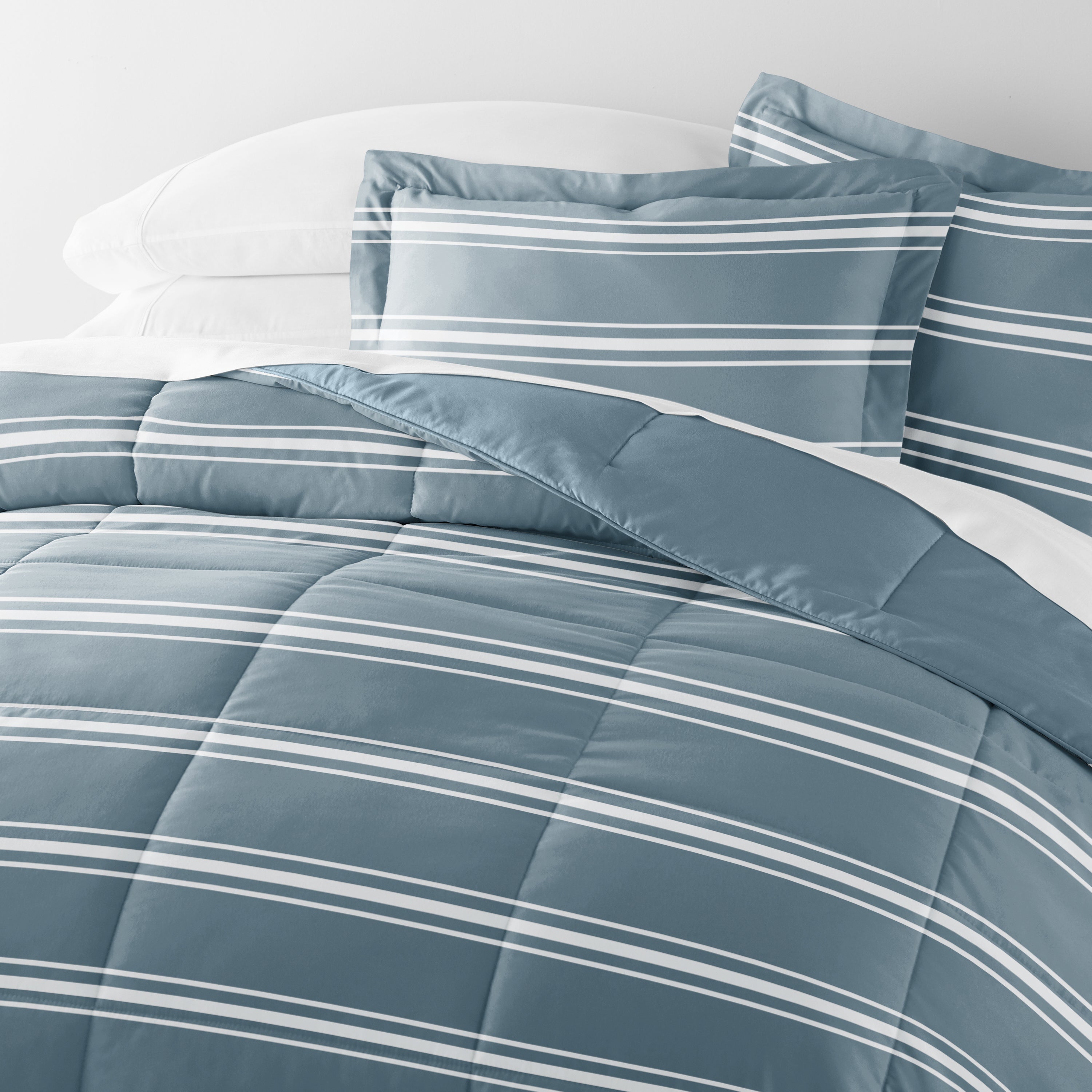 Soft Stripe Reversible Patterned Down-Alternative Comforter Set