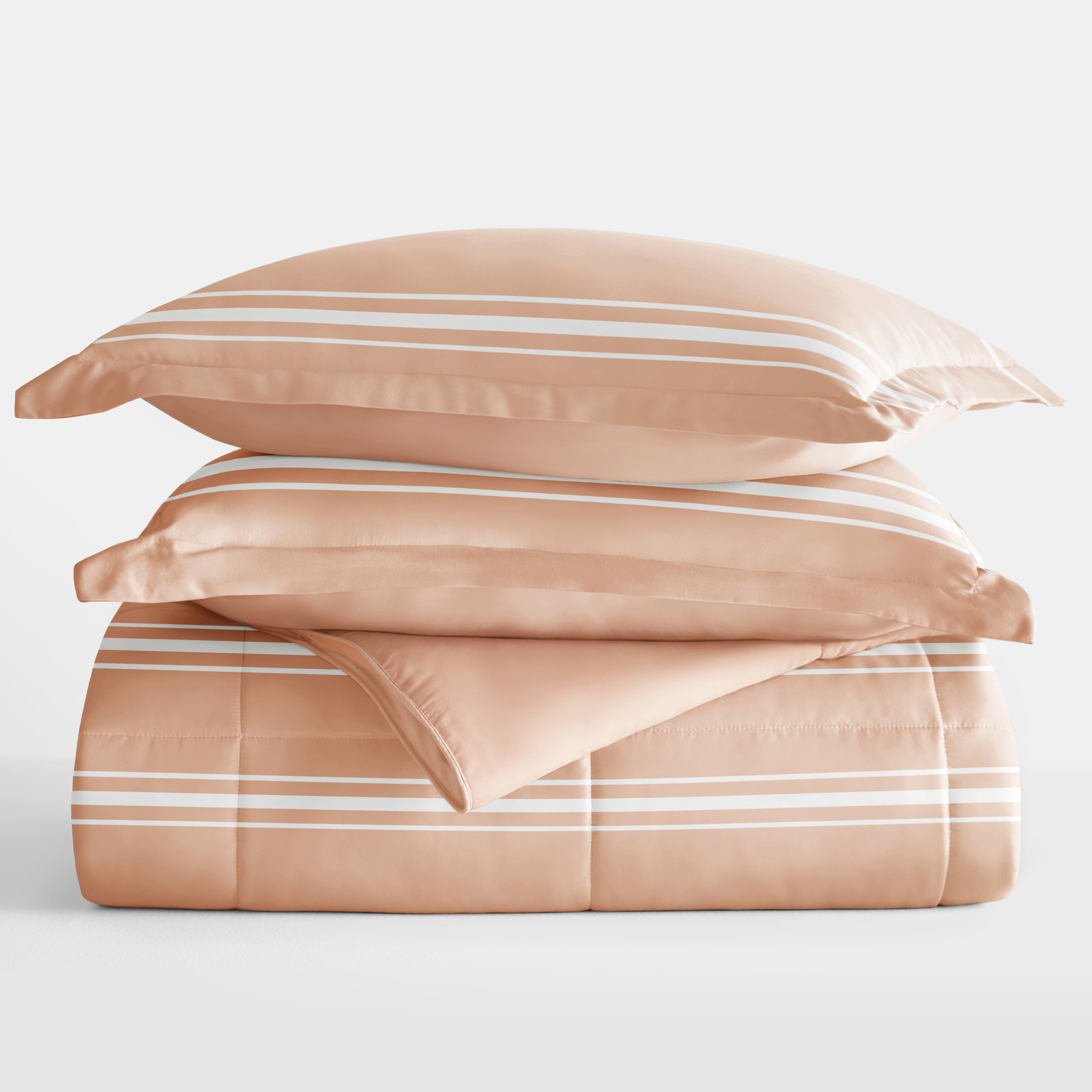 Soft Stripe Reversible Patterned Down-Alternative Comforter Set