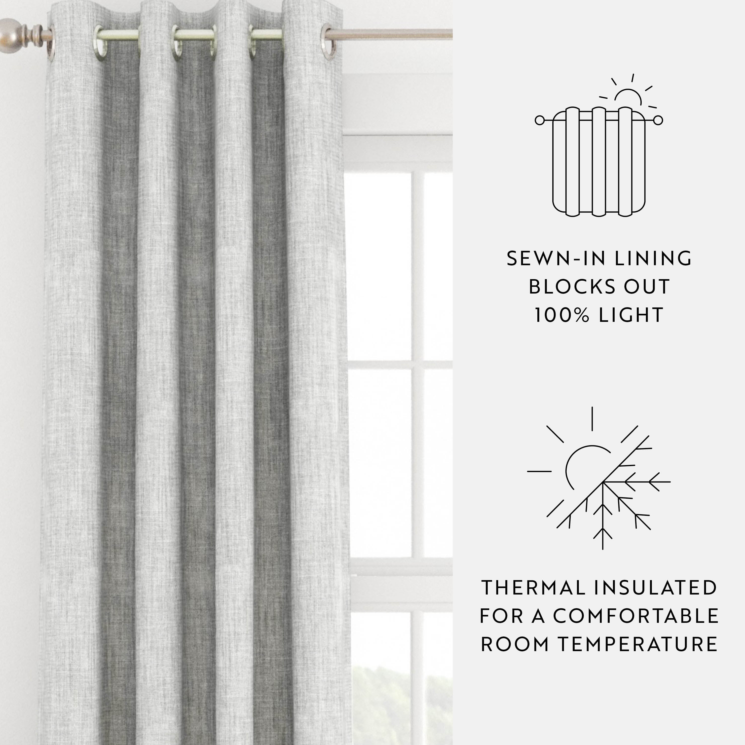 Thermal-Insulated Grommet Curtains - 100% Black Out - 2 Panels