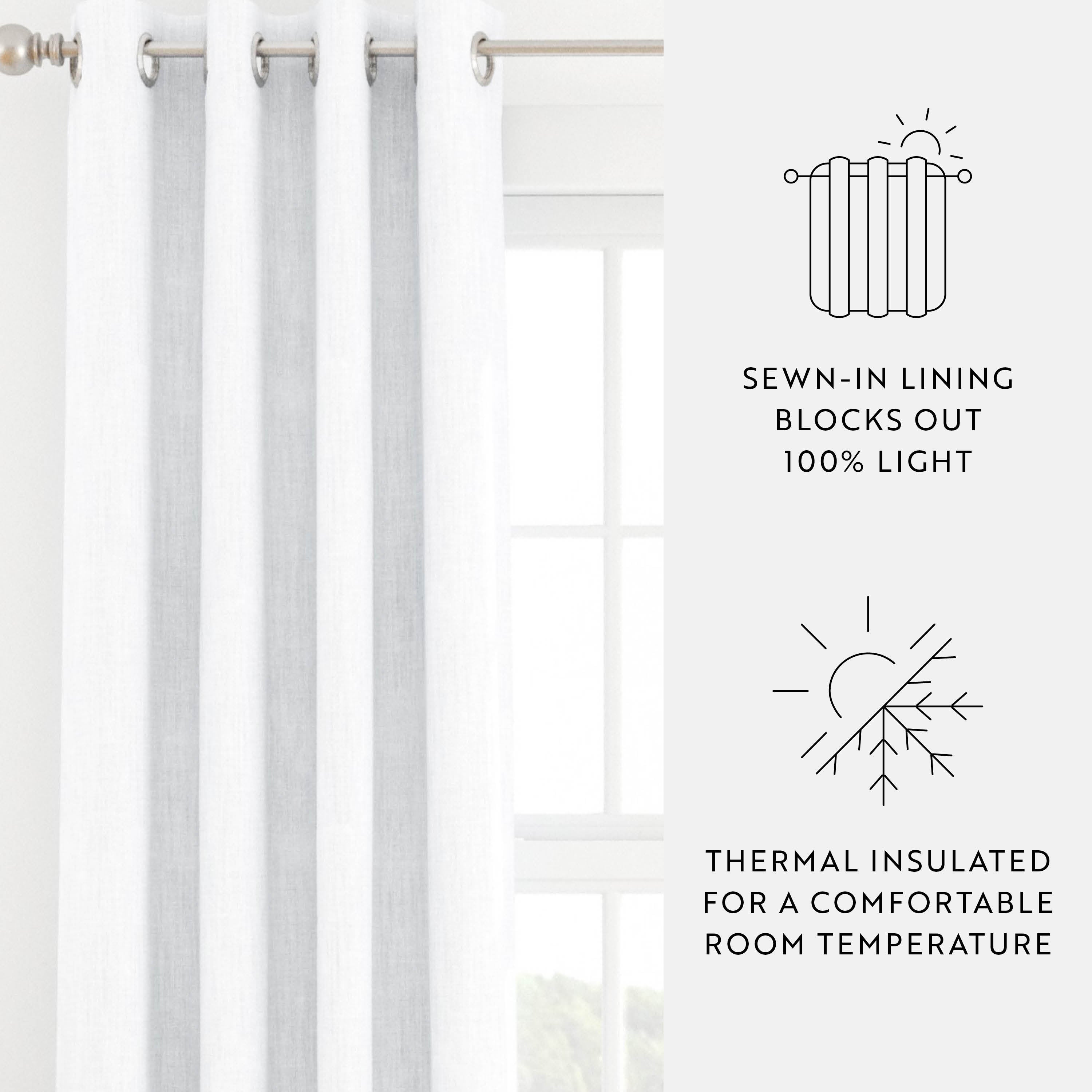 Thermal-Insulated Grommet Curtains - 100% Black Out - 2 Panels