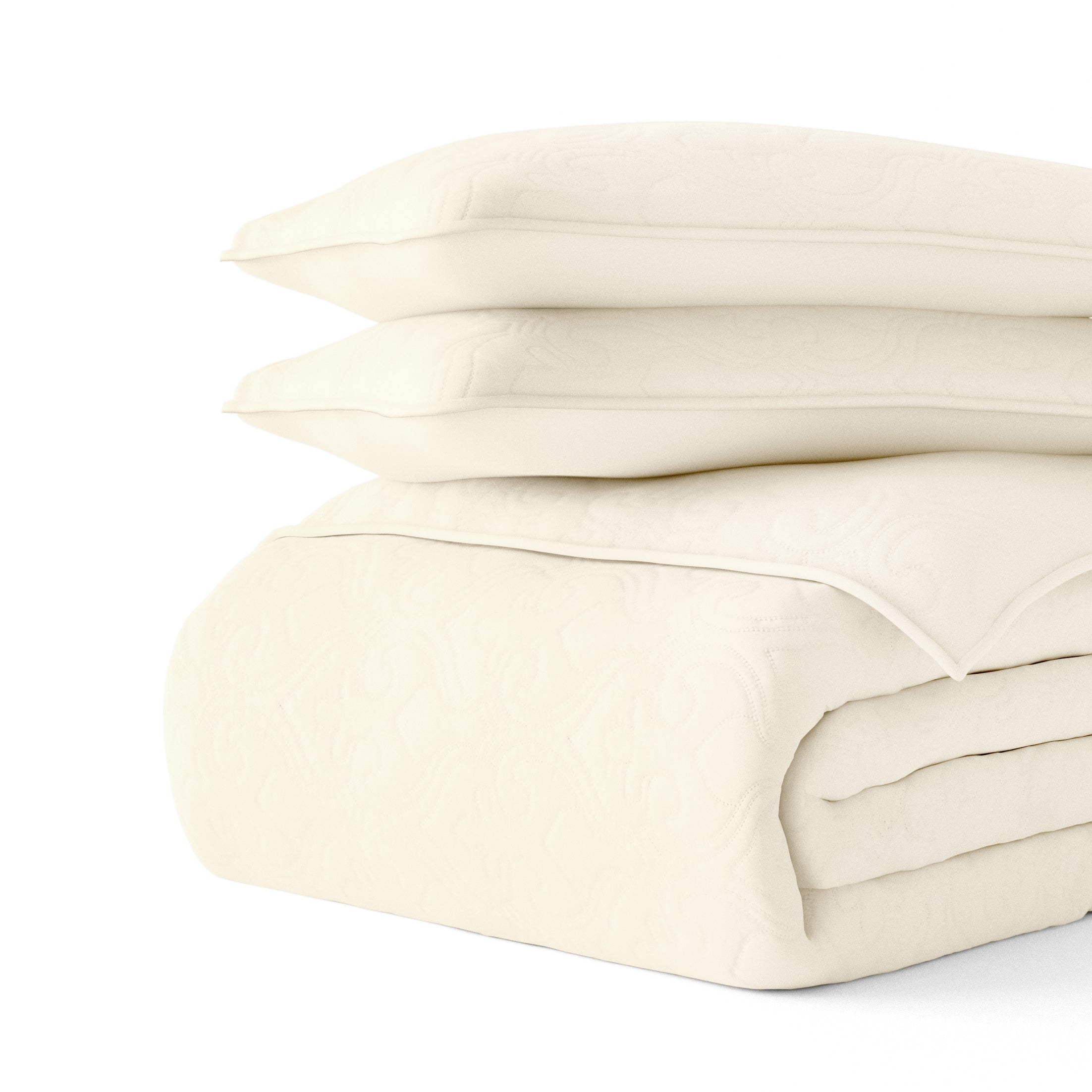 Lightweight Damask Quilted Coverlet Set