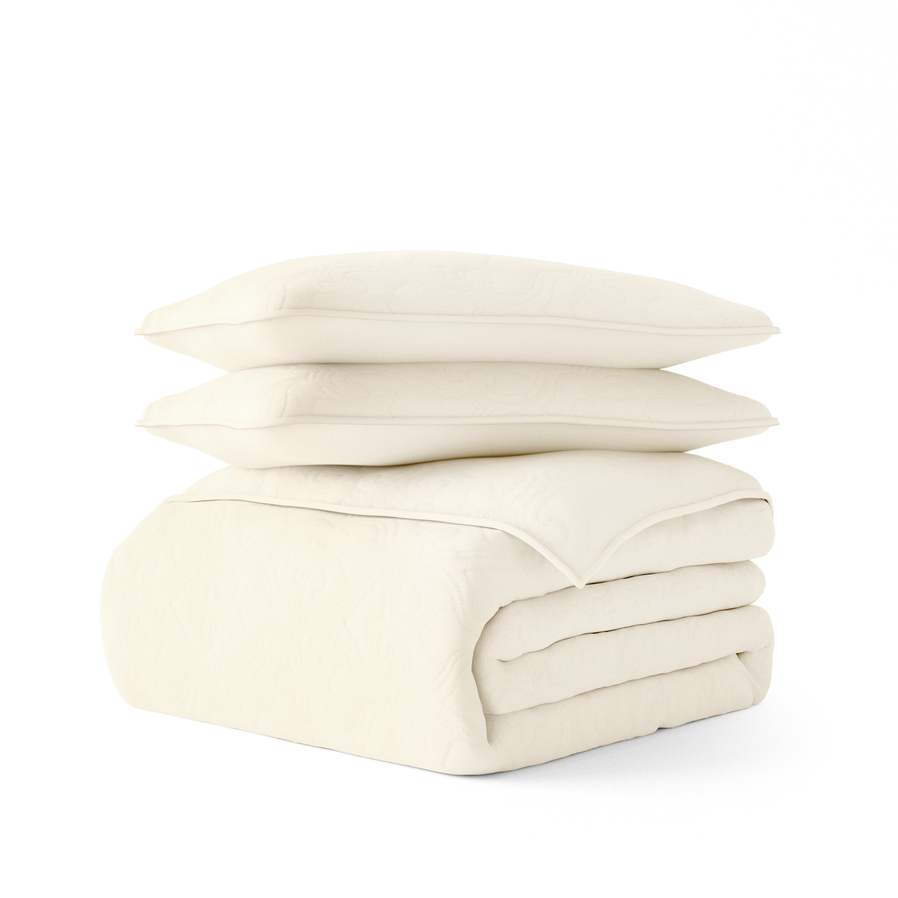 Lightweight Damask Quilted Coverlet Set