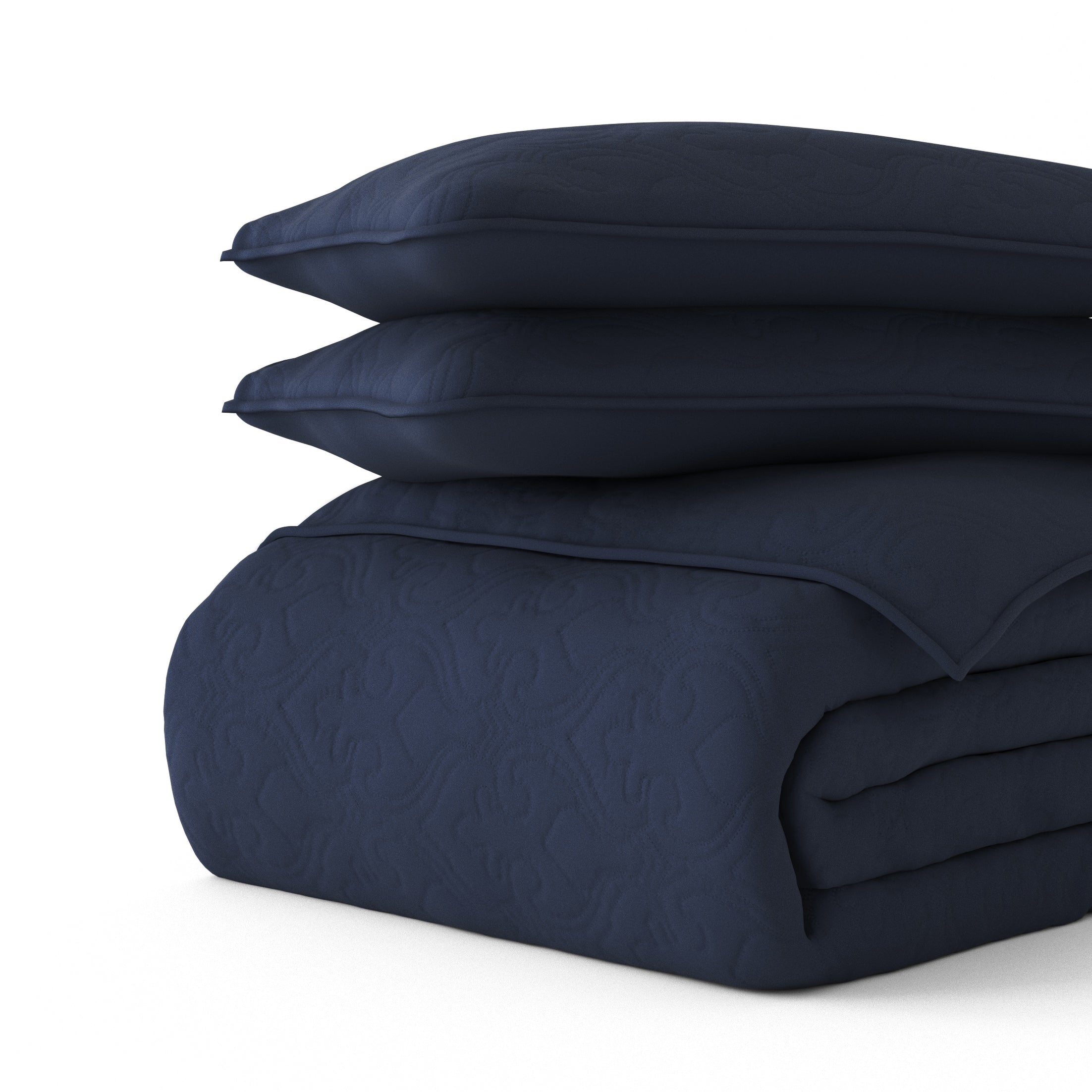 Lightweight Damask Quilted Coverlet Set