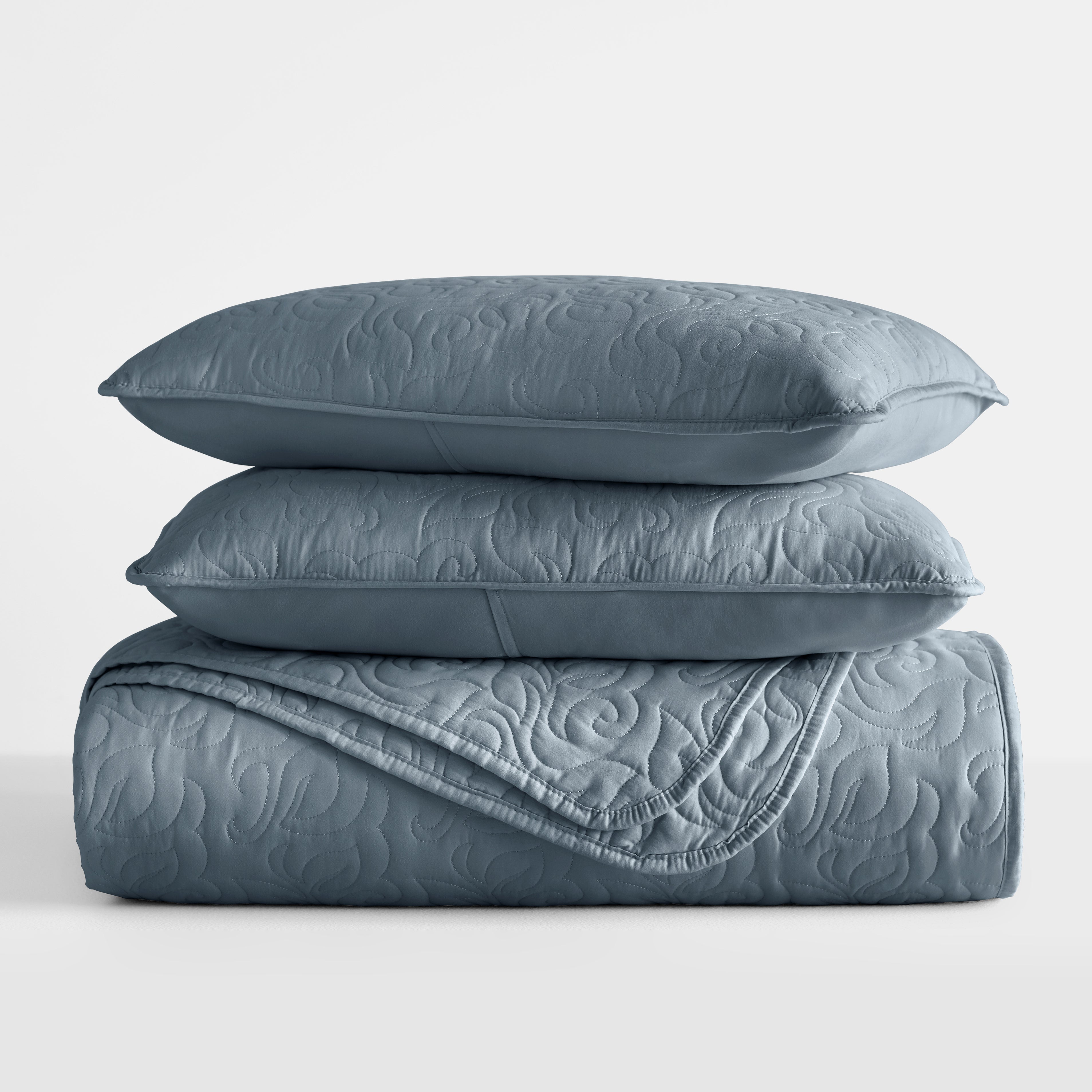 Lightweight Floral Stitch Quilted Coverlet Set