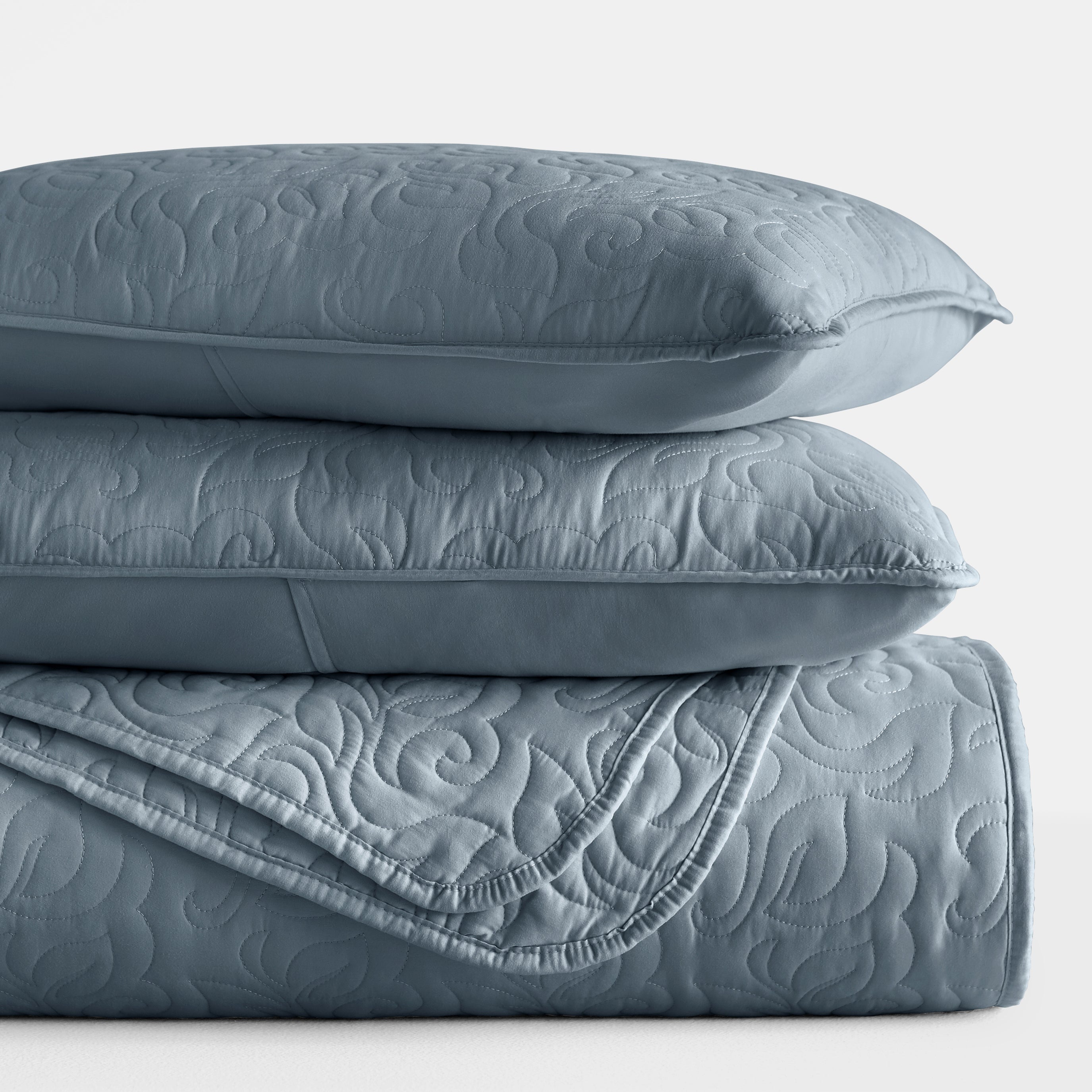 Lightweight Floral Stitch Quilted Coverlet Set