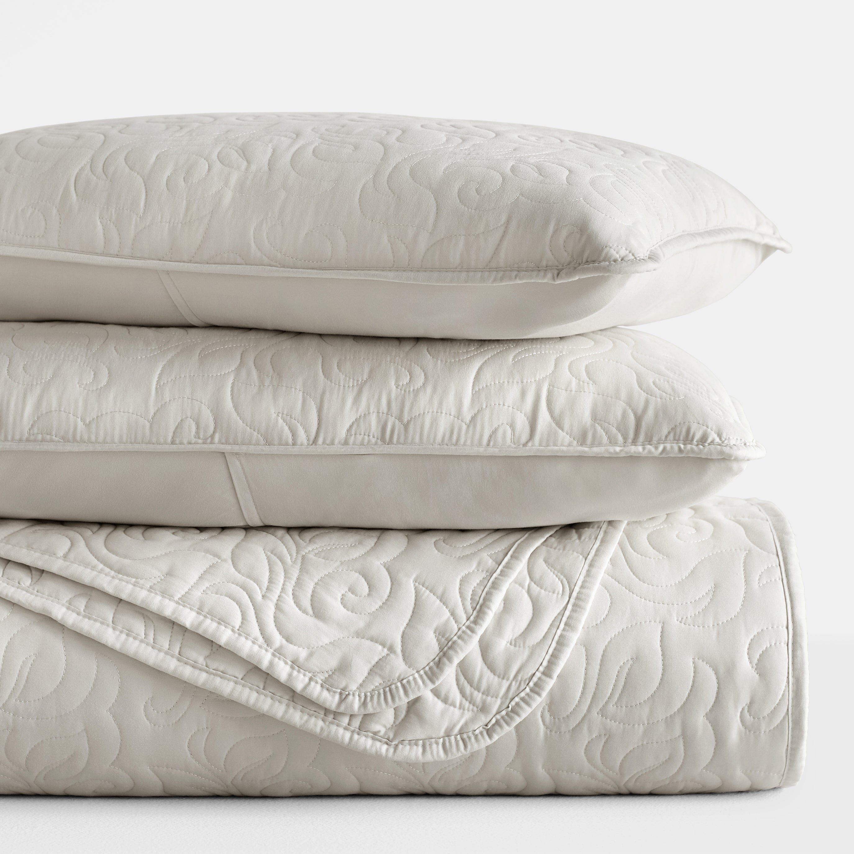 Lightweight Floral Stitch Quilted Coverlet Set