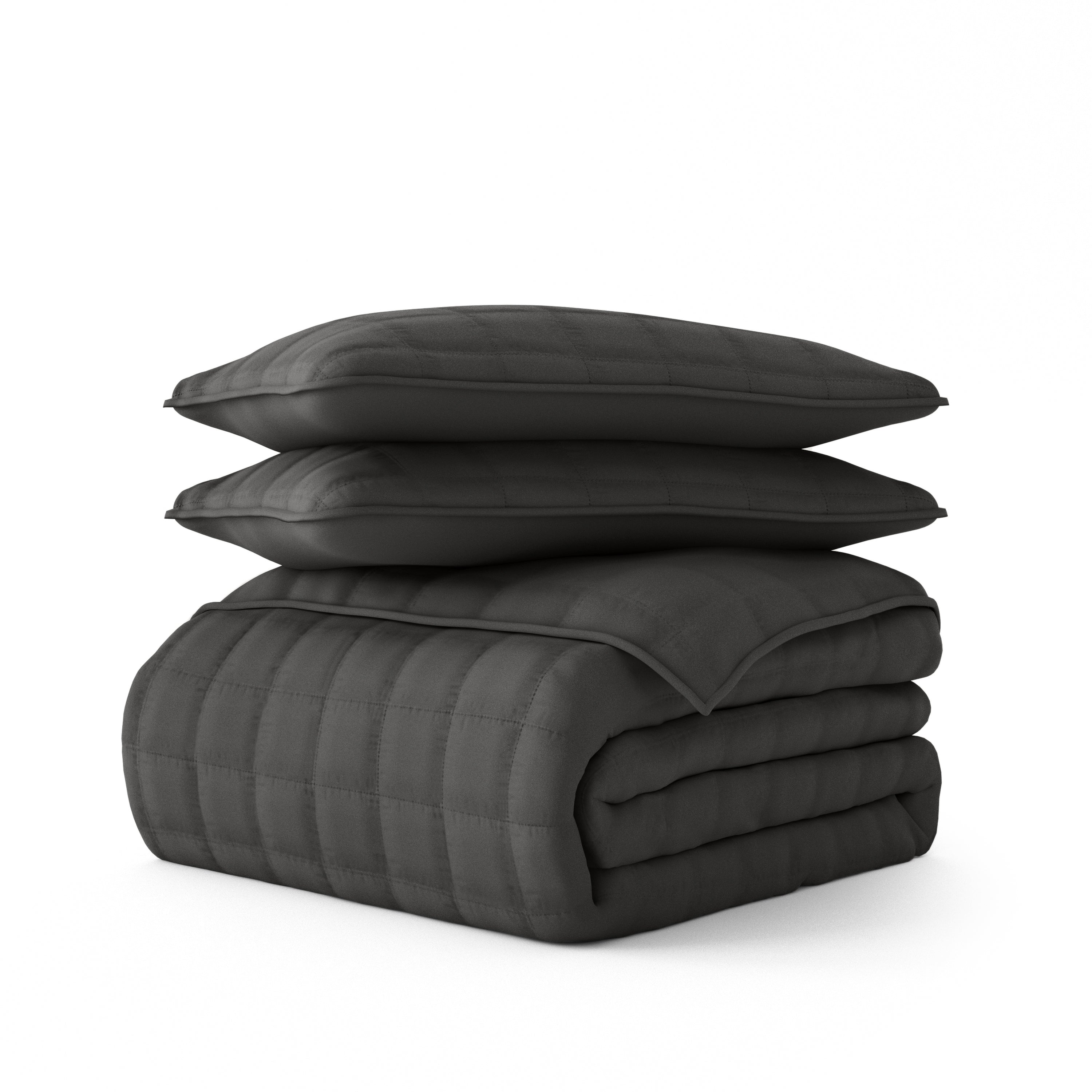 Lightweight Square Stitch Quilted Coverlet Set