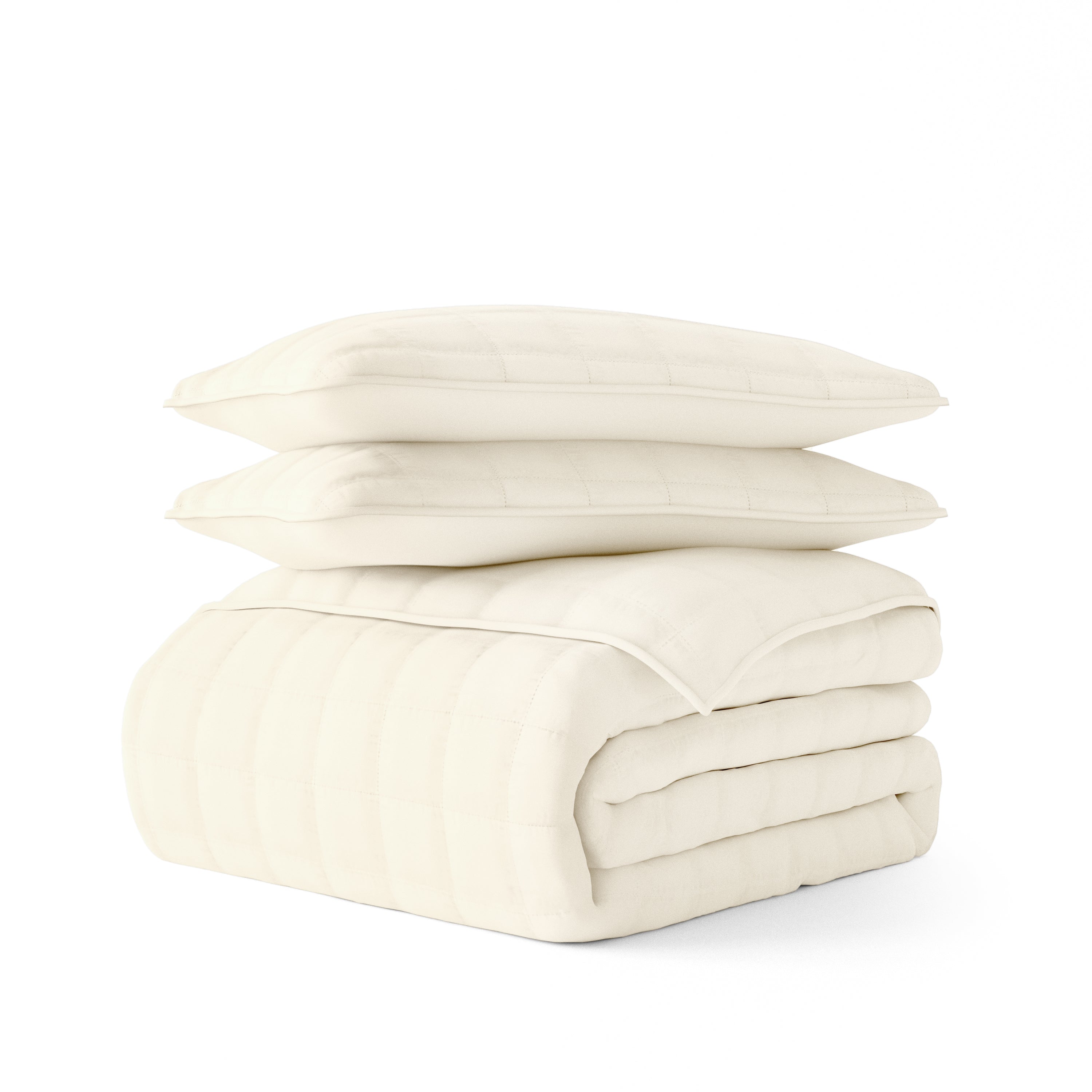 Lightweight Square Stitch Quilted Coverlet Set