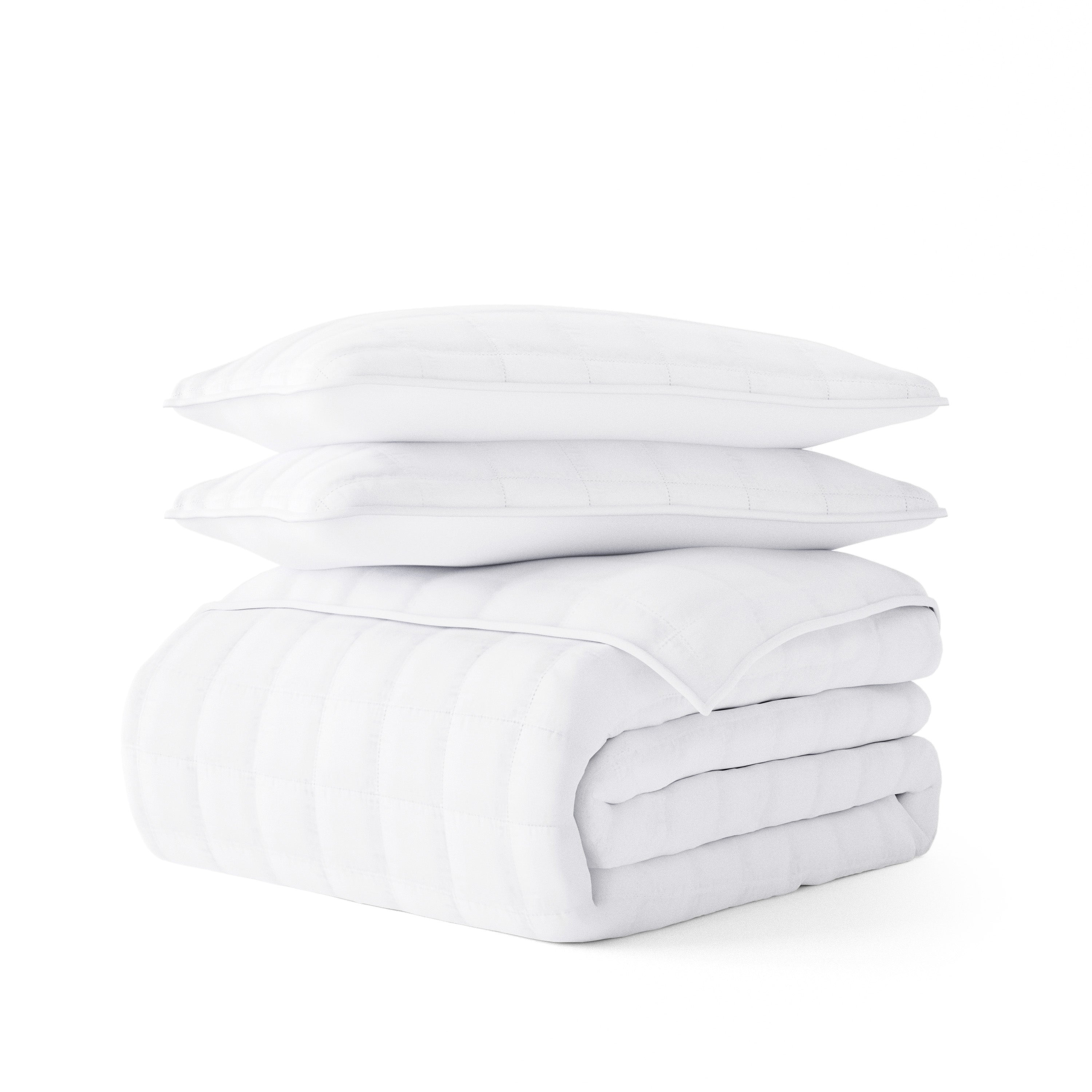 Lightweight Square Stitch Quilted Coverlet Set