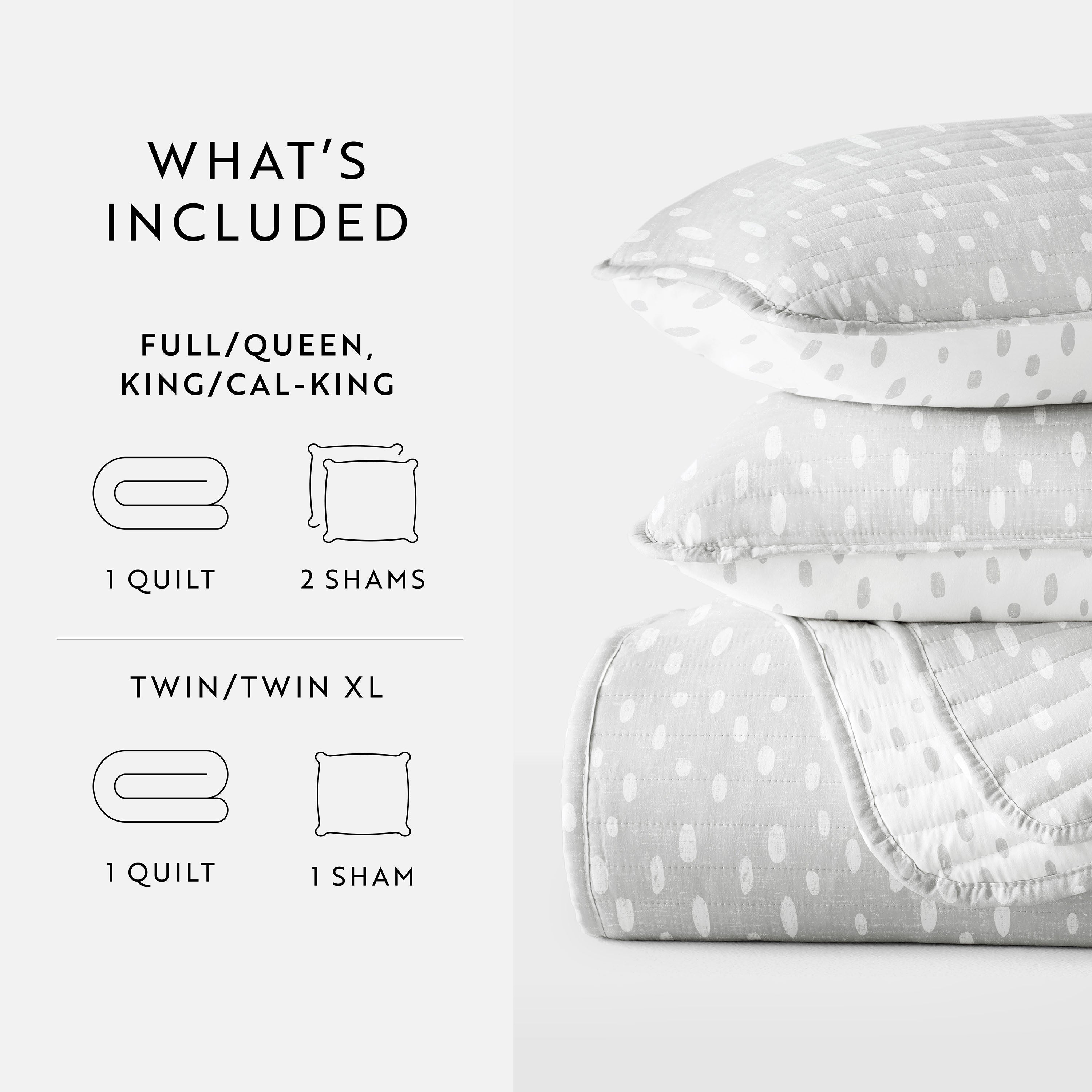 Neutral Dots Patterned Reversible Quilted Coverlet Set