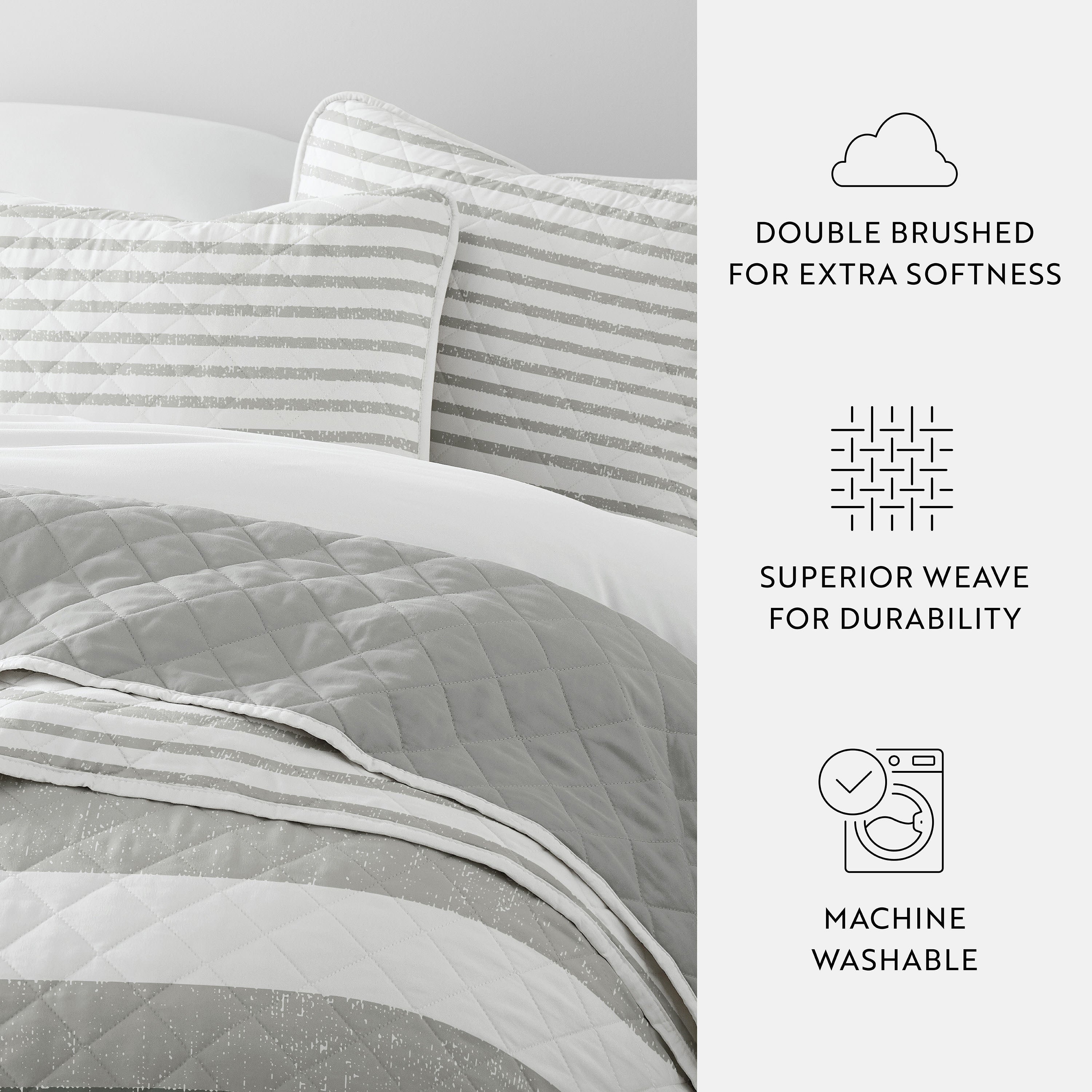 Summer Stripes Patterned Reversible Quilted Coverlet Set