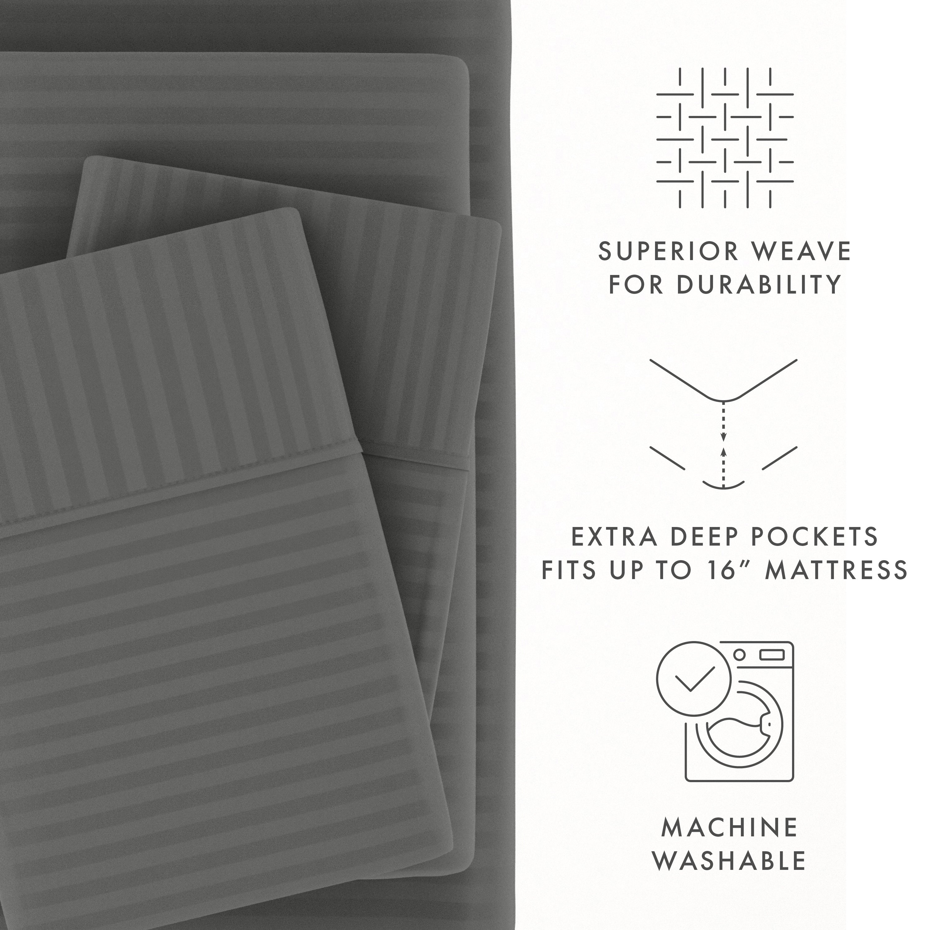 Stripes Embossed 4-Piece Sheet Set