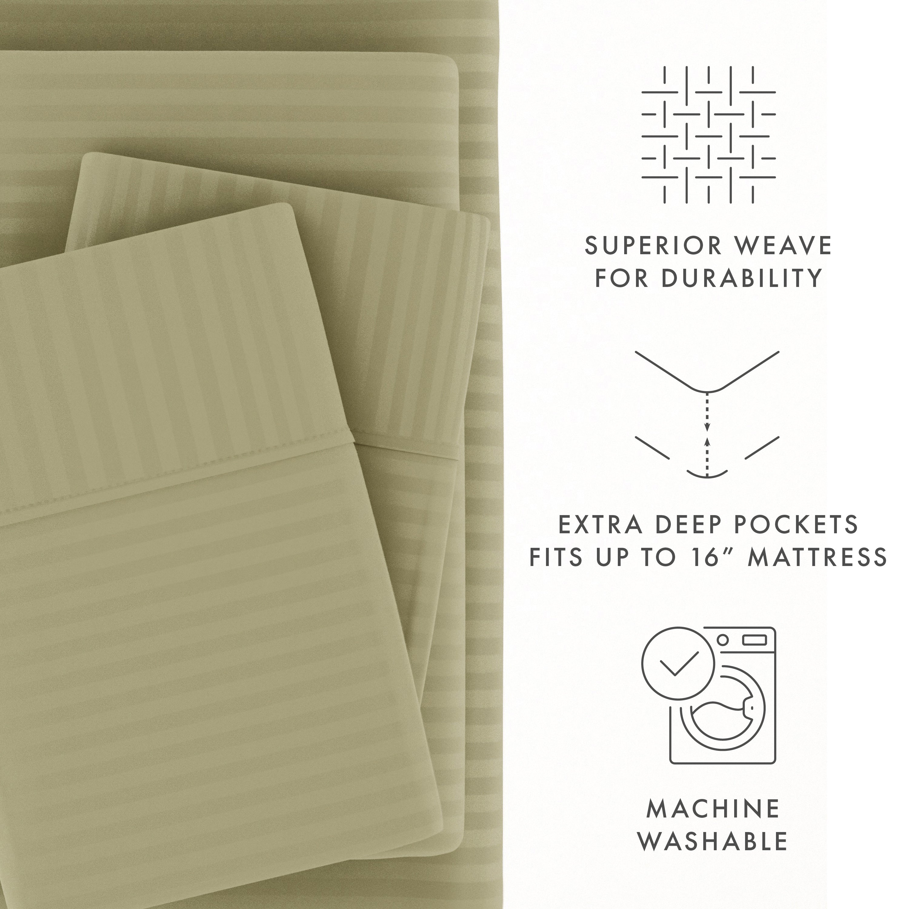 Stripes Embossed 4-Piece Sheet Set