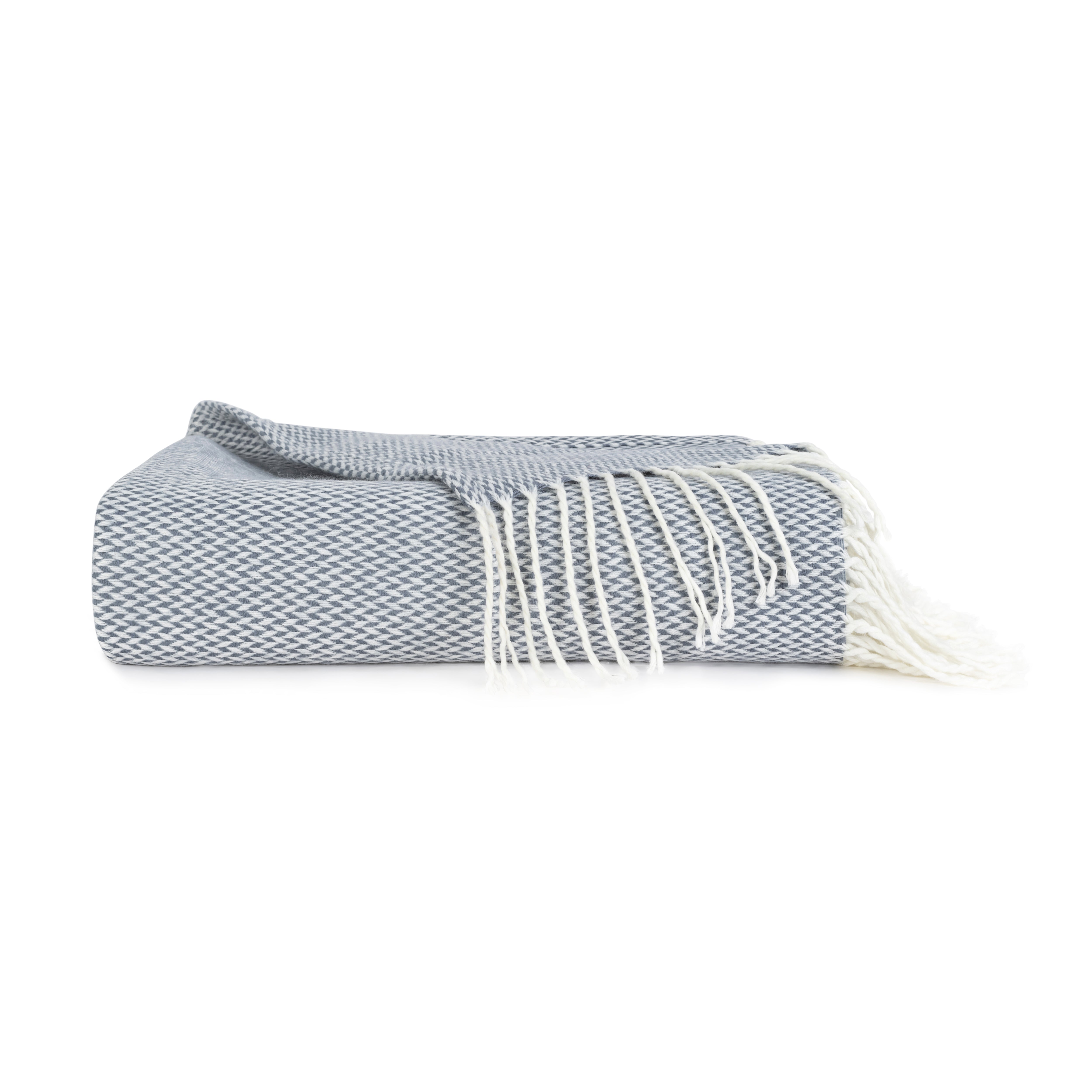 Herringbone Throw Blanket with Fringed Edges